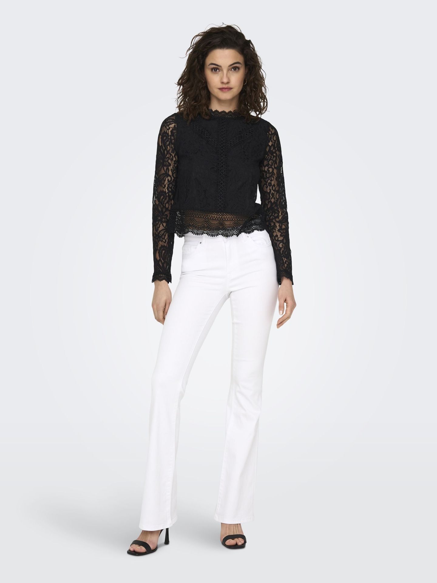 Only ONLNEW KARO LS LACE TOP WVN Black 2900149833010