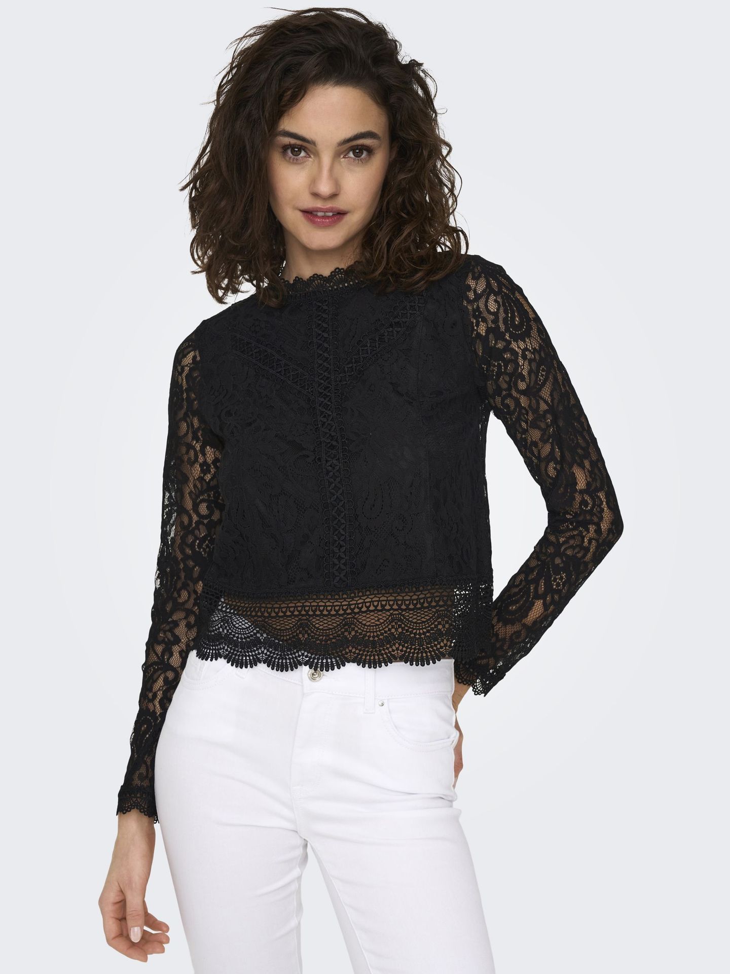 Only ONLNEW KARO LS LACE TOP WVN Black 2900149833010