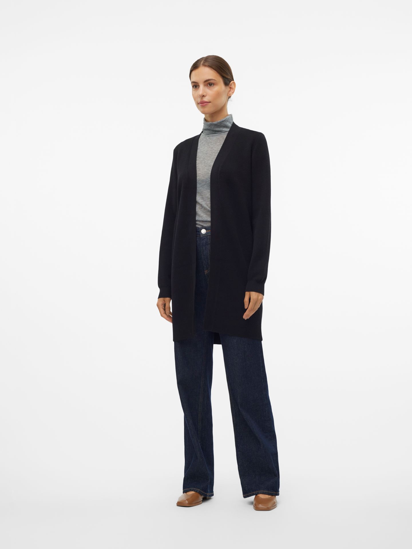 Vero Moda VMNANCY LS OPEN CARDIGAN BOO Black/W BIRCH 2900149948028