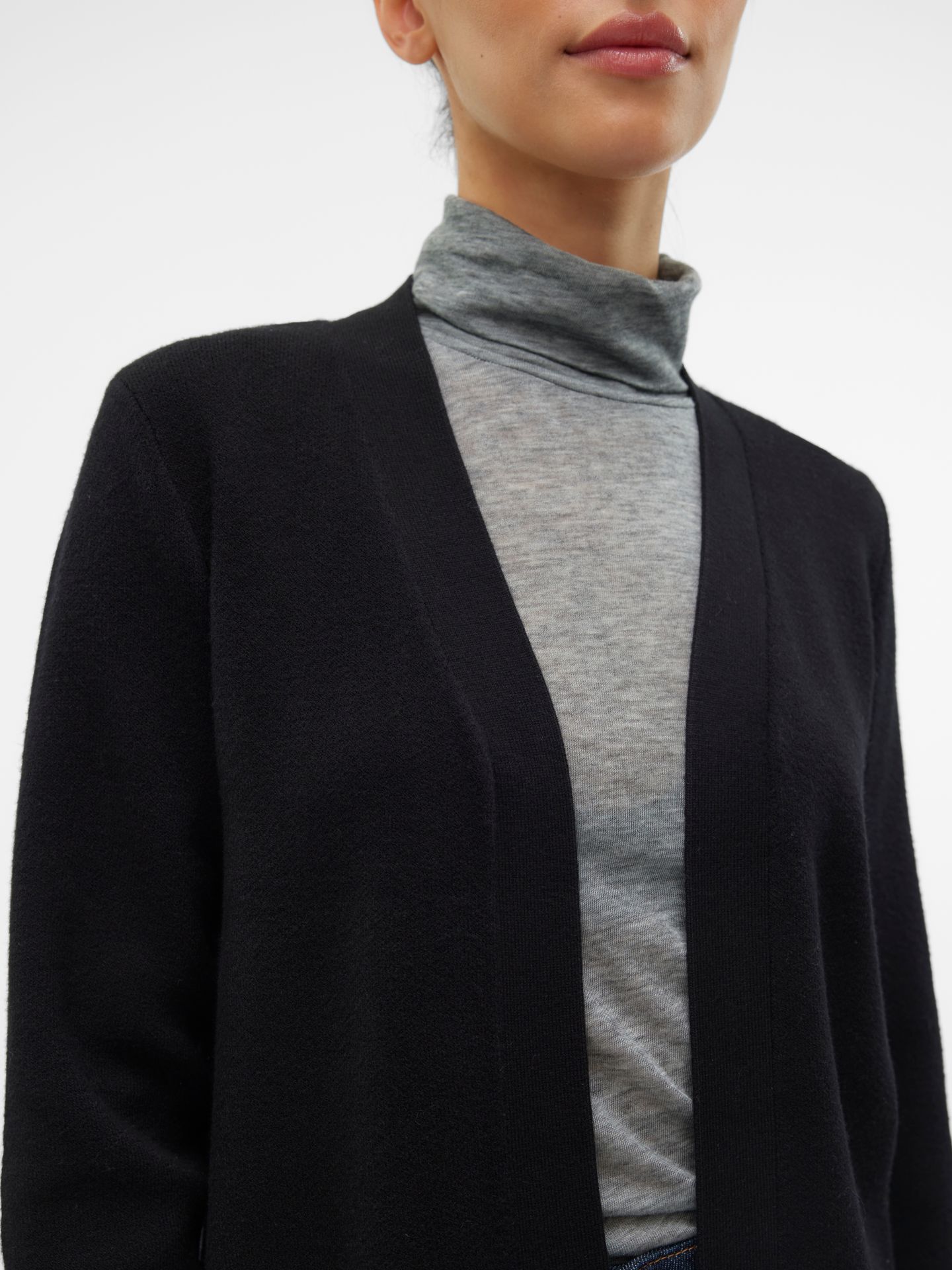 Vero Moda VMNANCY LS OPEN CARDIGAN BOO Black/W BIRCH 2900149948028