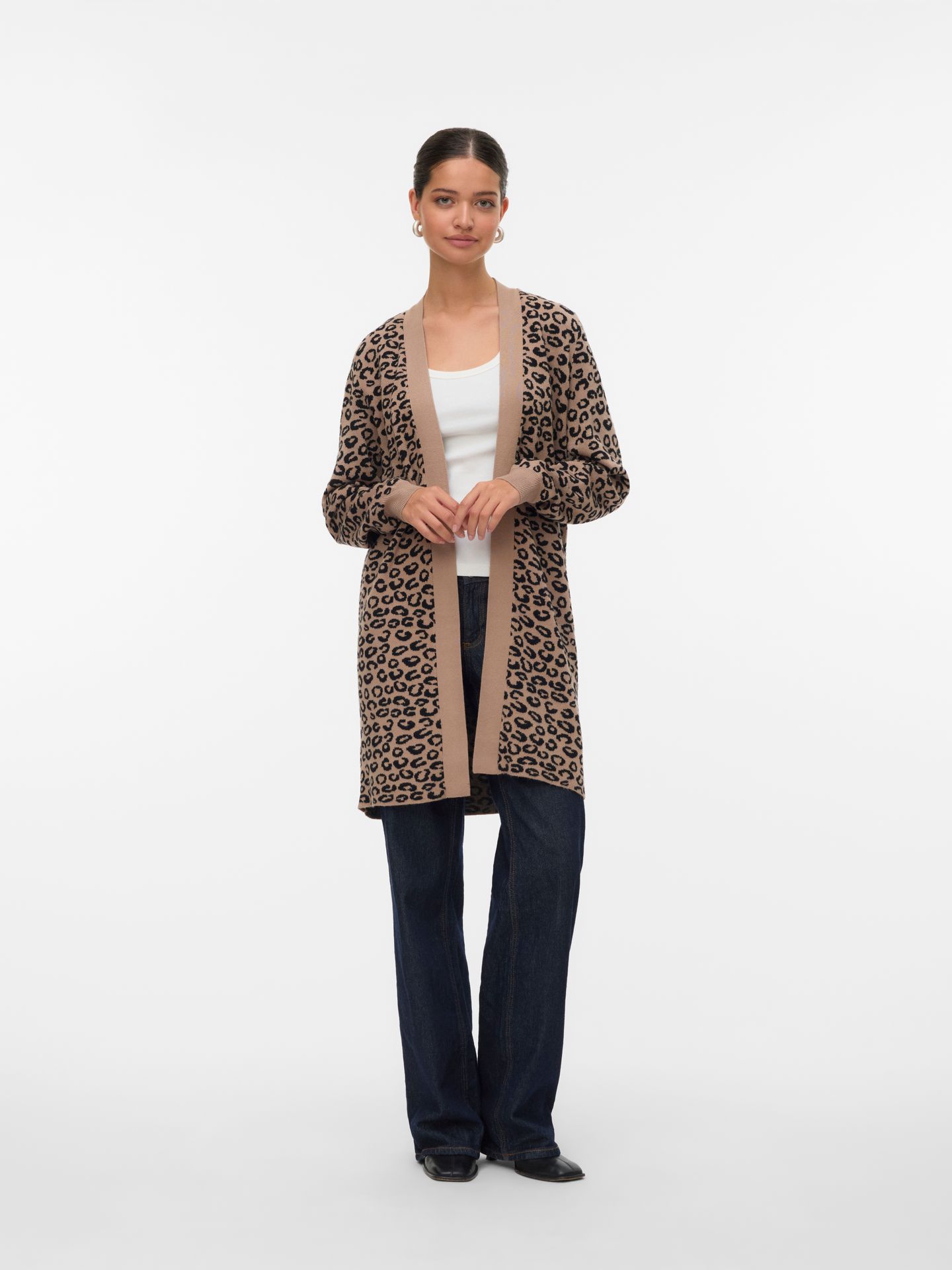 Vero Moda VMNANCY LS OPEN CARDIGAN BOO Silver Mink/W. BIRCH FLOWER PRINT 00109798-EKA26011400002459