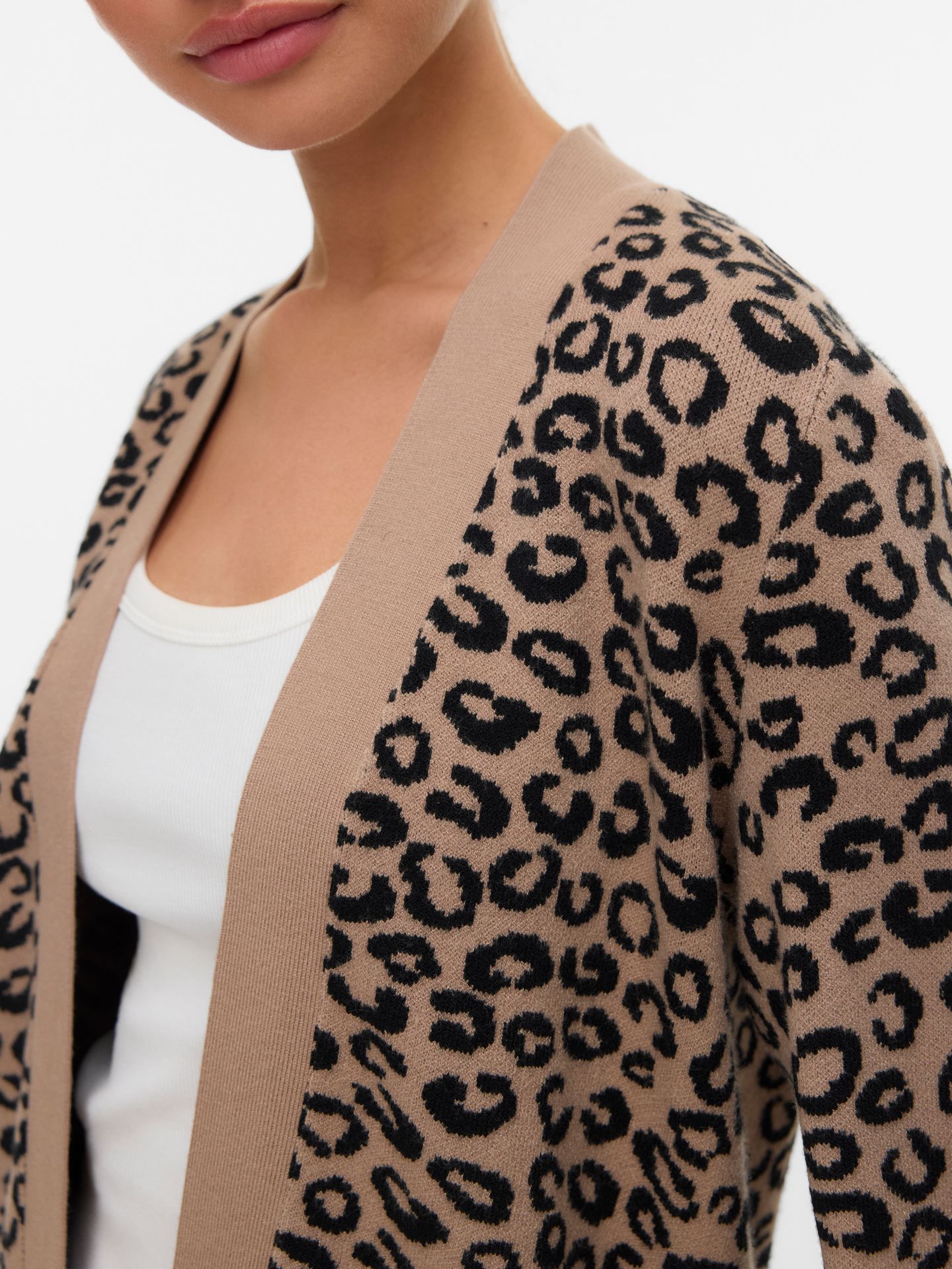 Vero Moda VMNANCY LS OPEN CARDIGAN BOO Silver Mink/W. BIRCH FLOWER PRINT 2900158833056