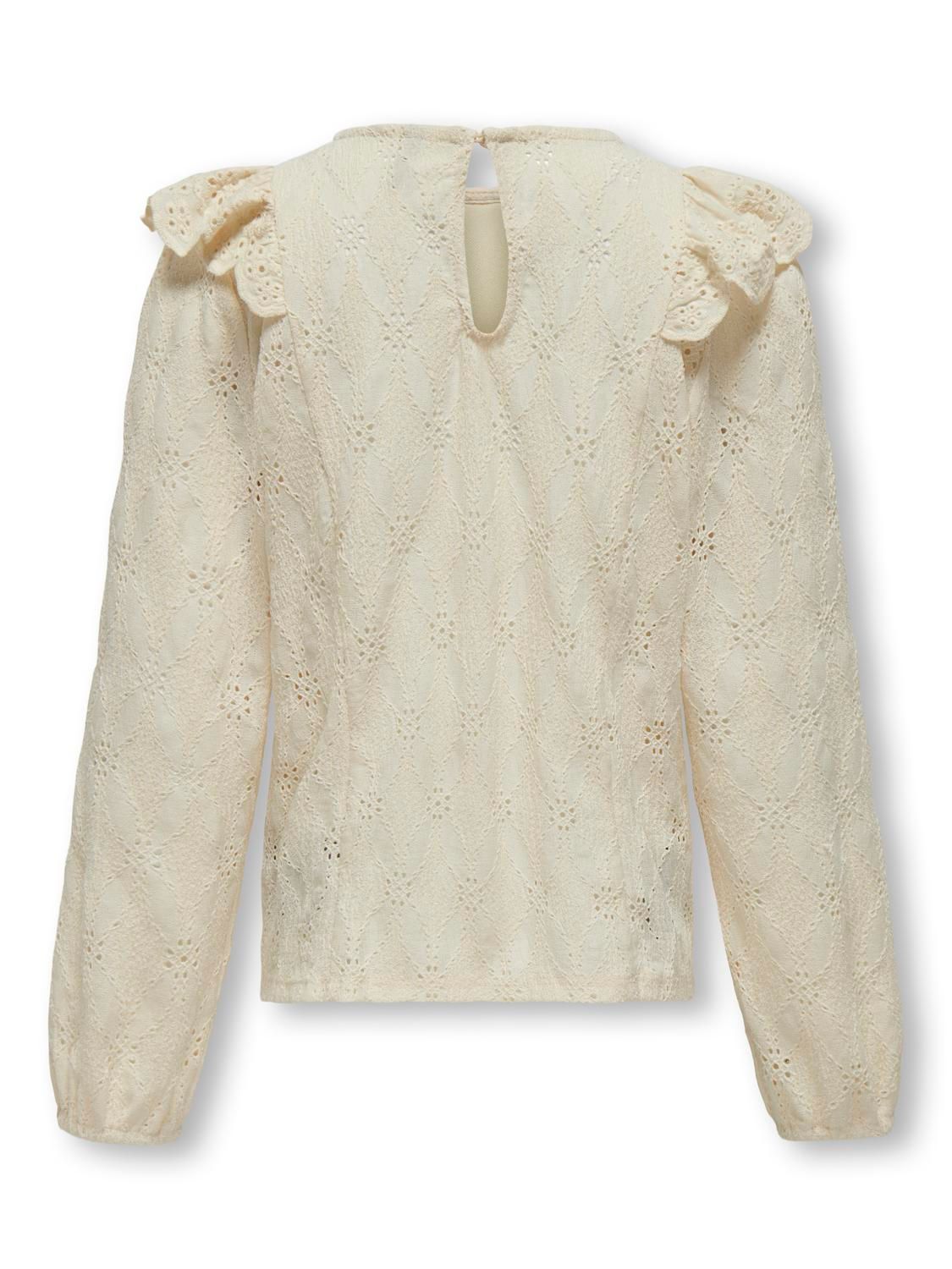 Only KOGGRACE L/S RUFFLE O-NECK TOP JRS Ecru 2900149954012