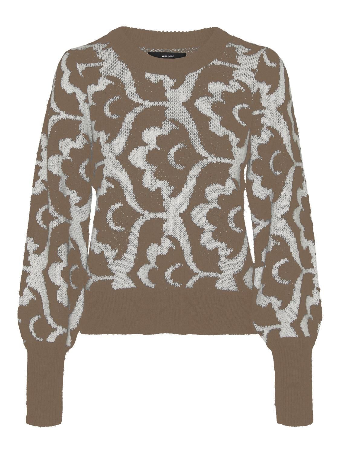 Vero Moda VMTARI LS O-NCK JACQUARD PULLOVER G Silver Mink/W. BIRCH FLOWER PRINT 00109807-EKA26011400002459