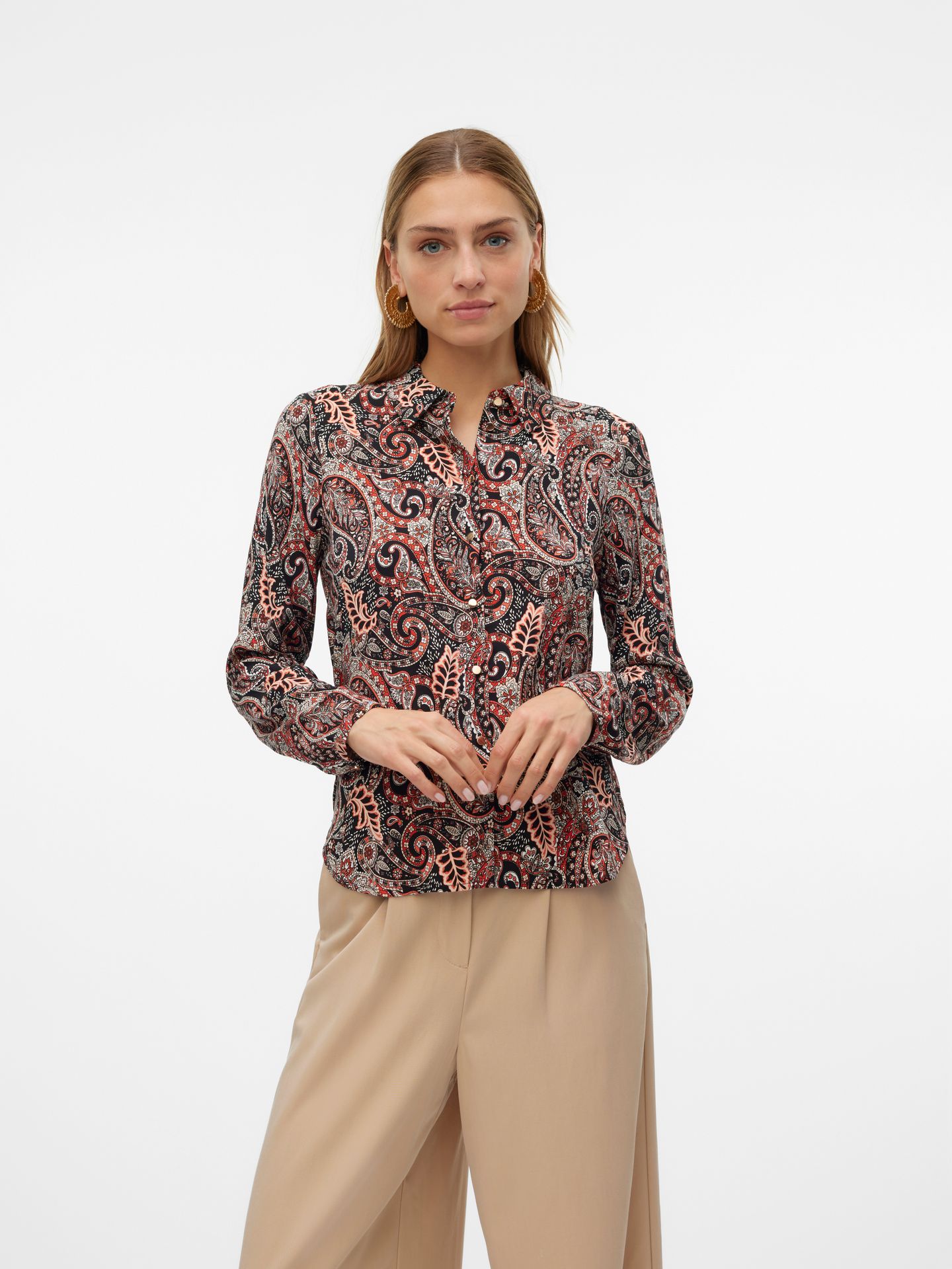 Vero Moda VMMABLE L/S SHIRT WVN BTQ Fire Whirl/Rubia 2900149994025