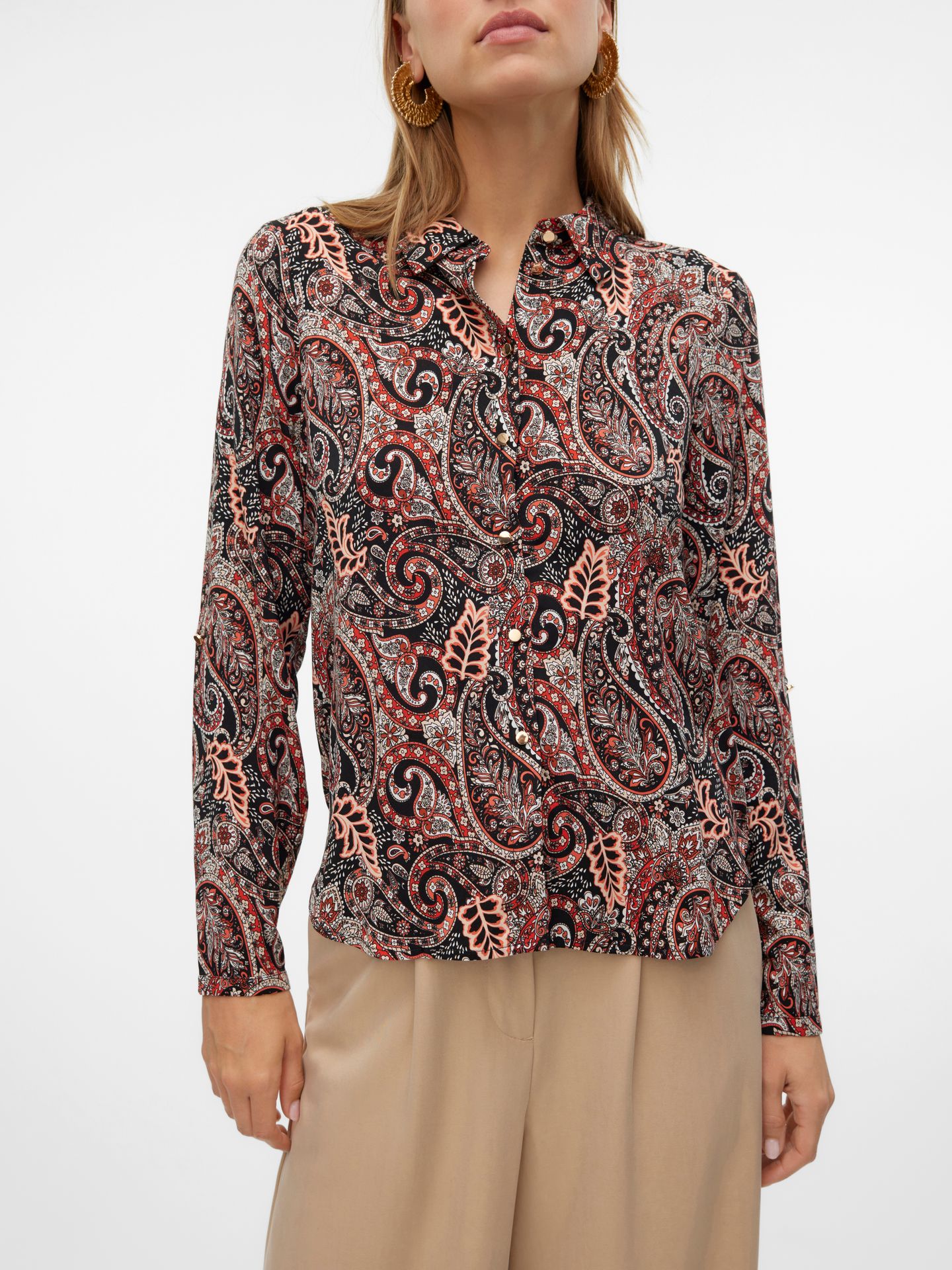 Vero Moda VMMABLE L/S SHIRT WVN BTQ Fire Whirl/Rubia 2900149994025