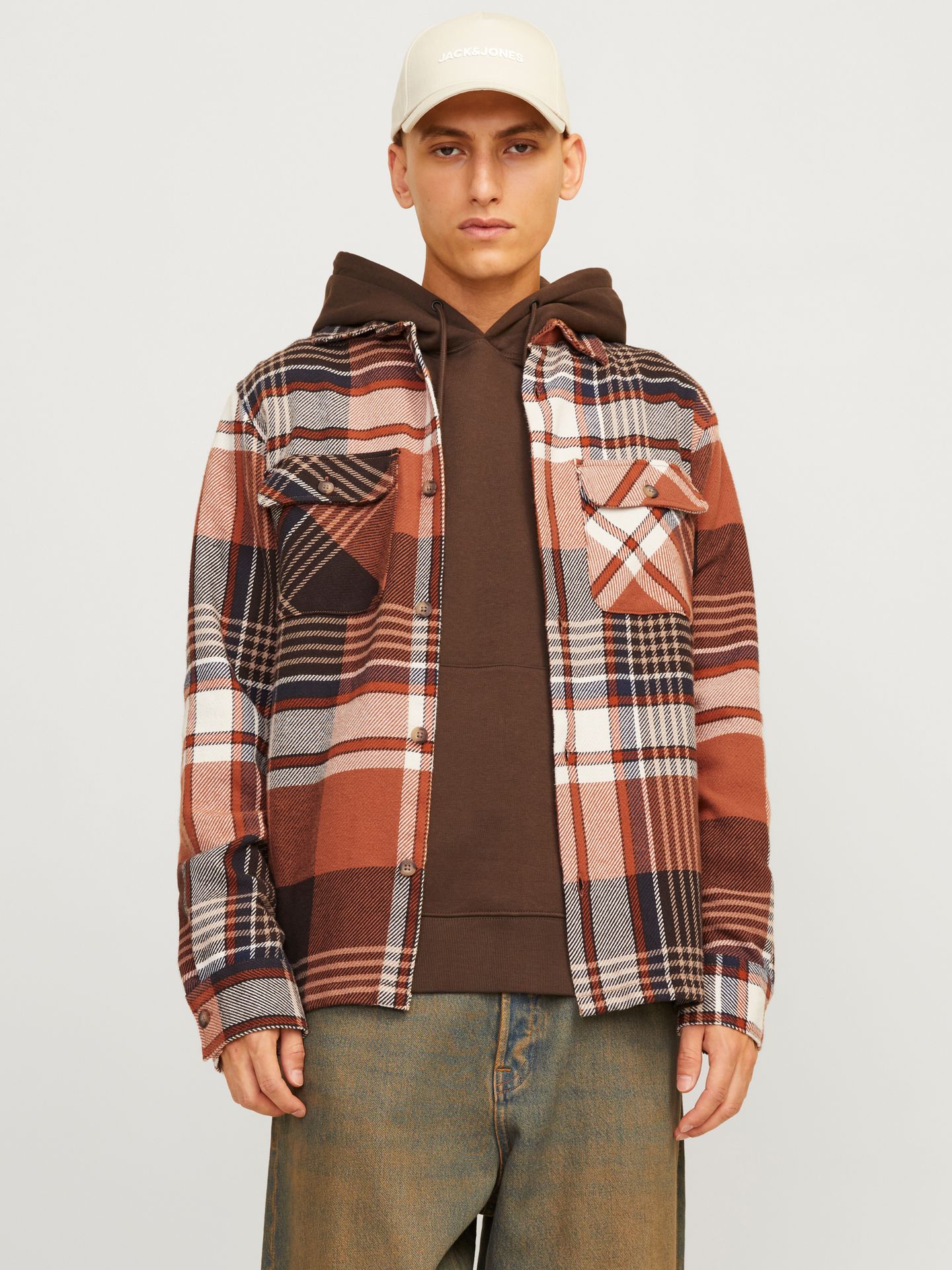 Jack & Jones JJDARREN FLANNEL OVERSHIRT LS Mocha Bisque 00109867-EKA26011400002398