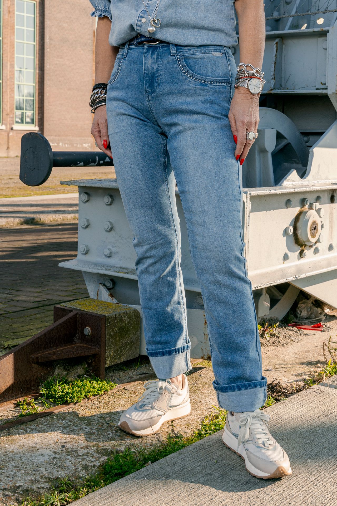 Red Button Kate denim & embroid. pockets stoneused220 2900150078059