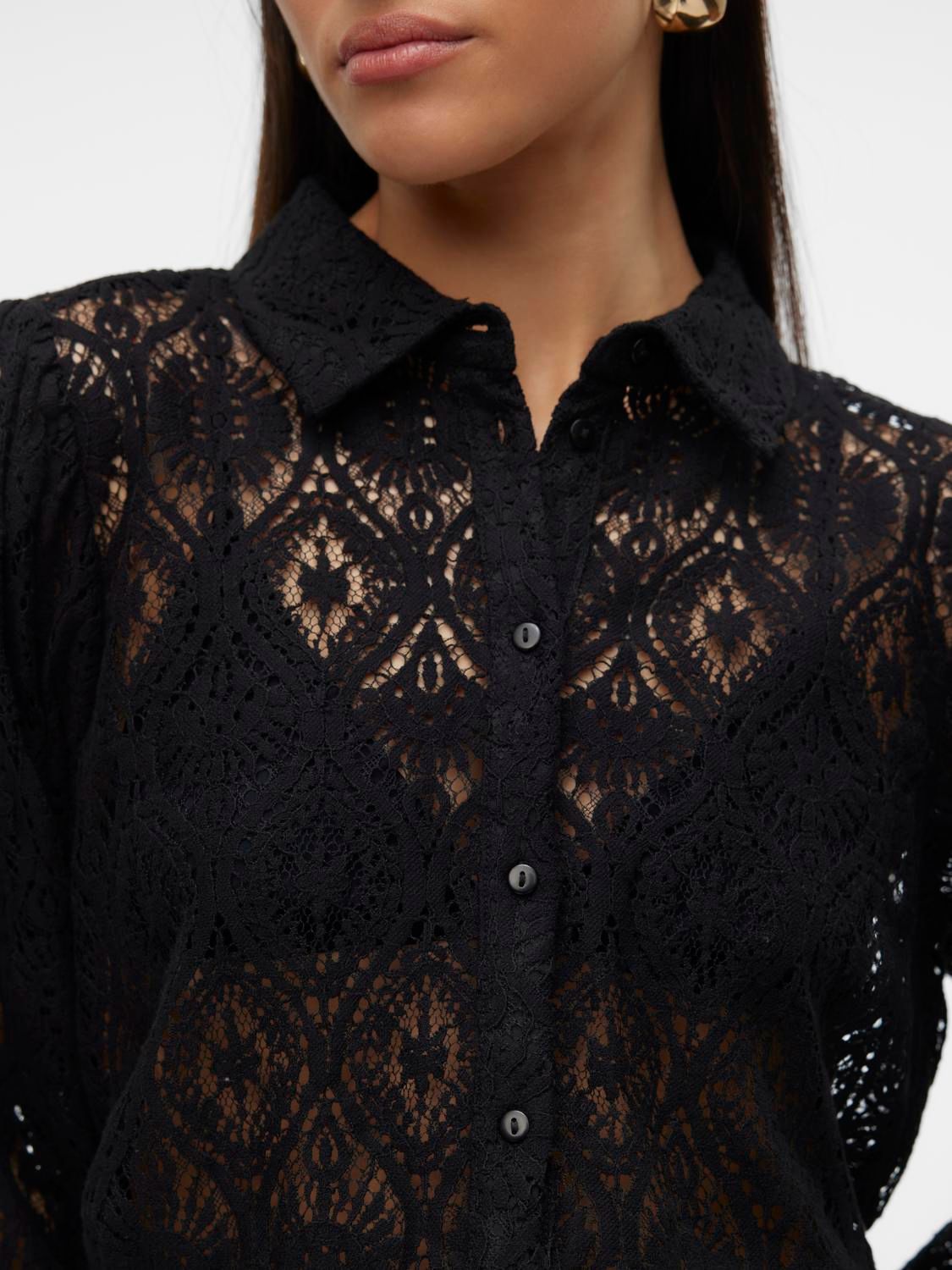 Vero Moda VMOBENA L/S LACE SHIRT WVN BTQ Black 2900150326020