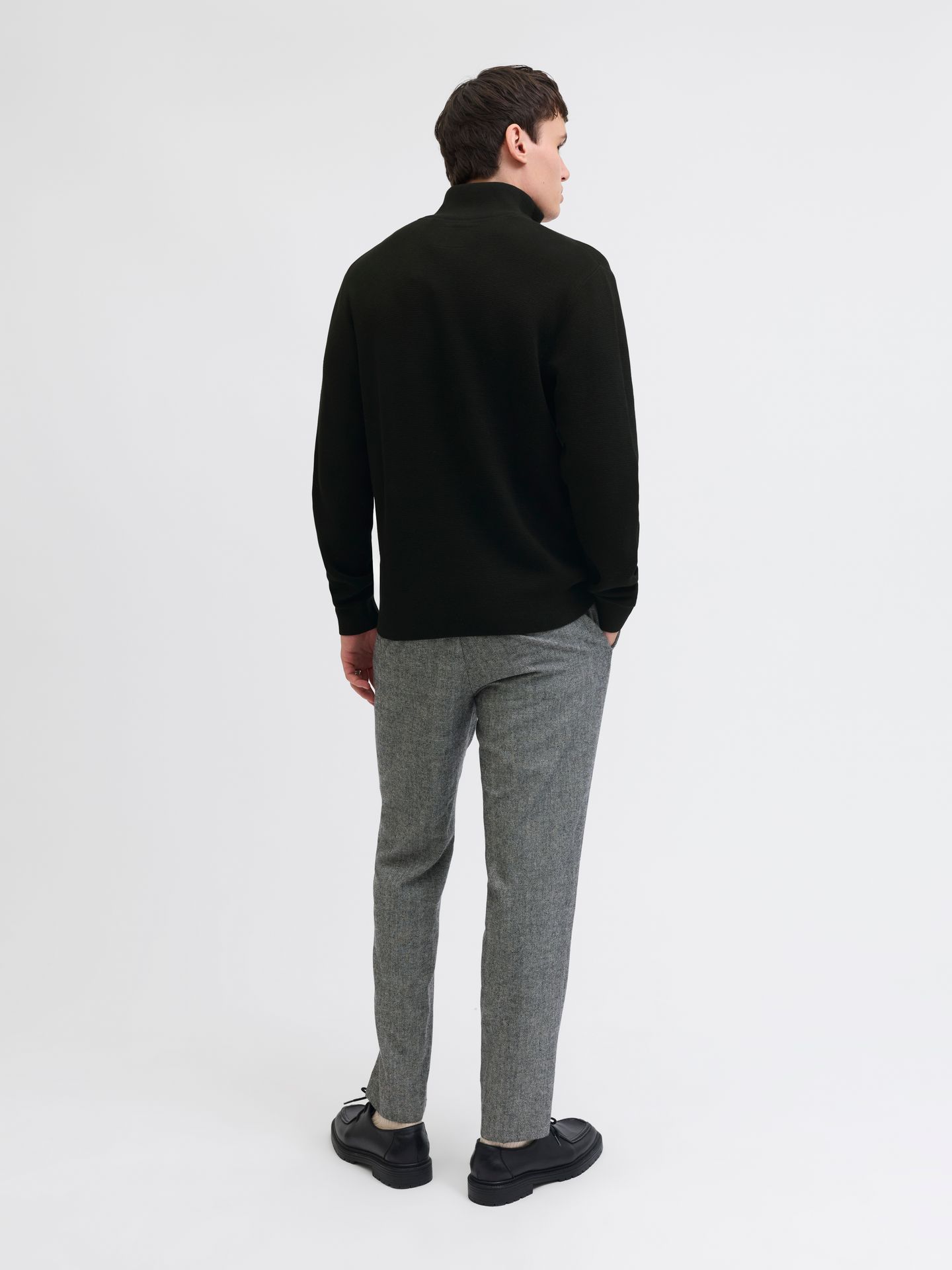 Jack & Jones JPRBLAMILANO STITCH KNIT HALF ZIP S Black 2900169610059