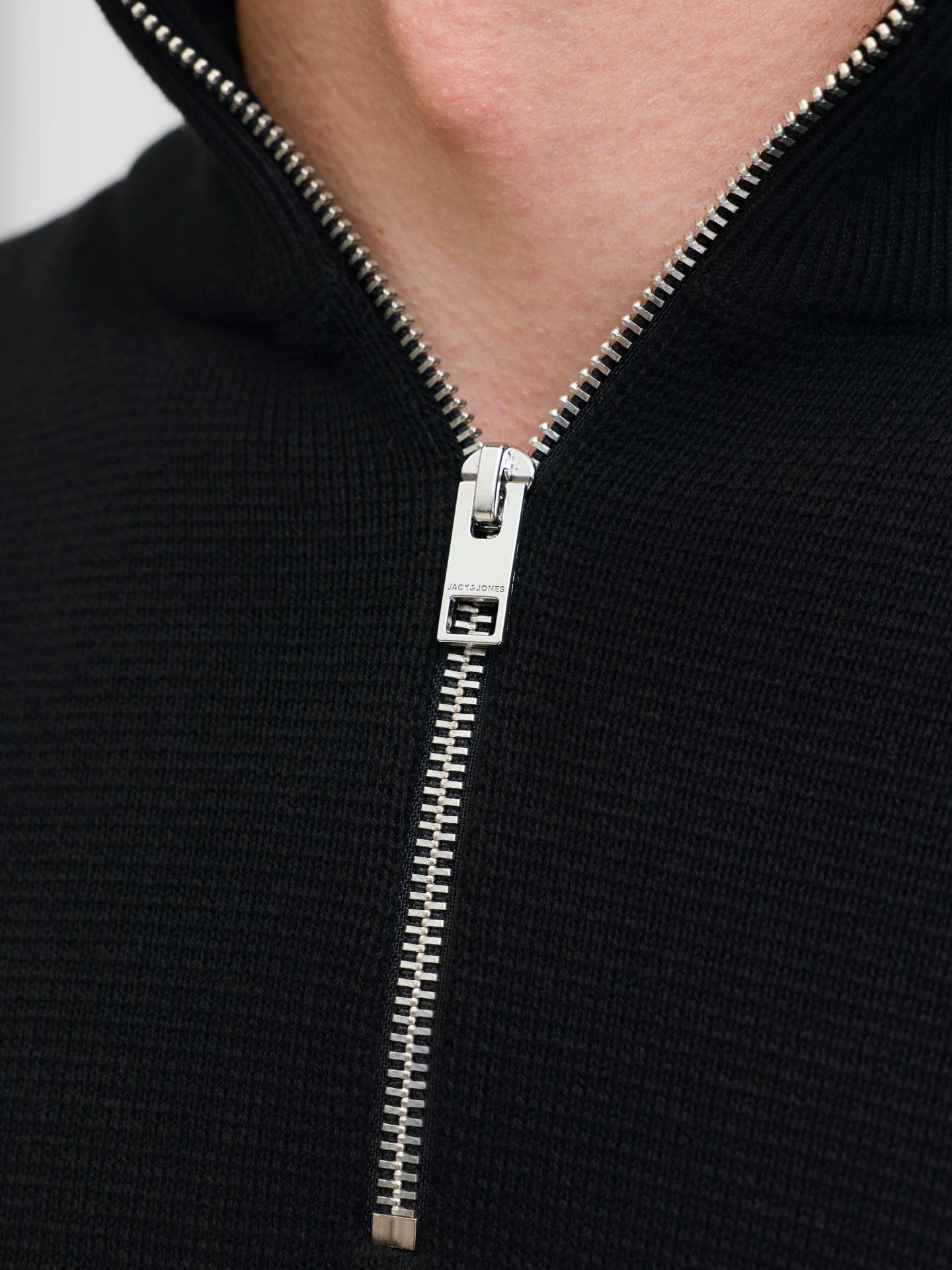 Jack & Jones JPRBLAMILANO STITCH KNIT HALF ZIP S Black 2900169610059