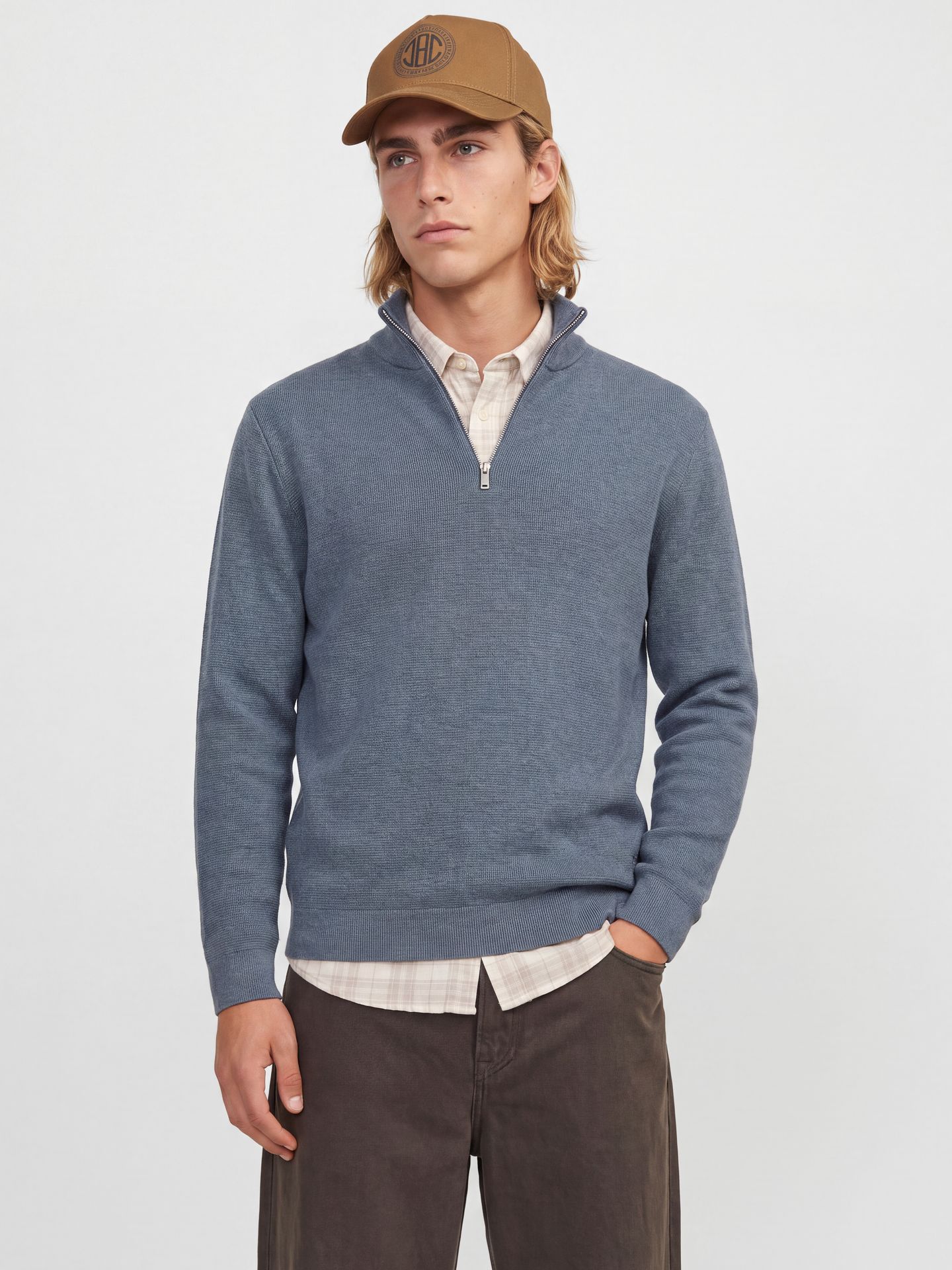 Jack & Jones JPRBLAMILANO STITCH KNIT HALF ZIP S Turbulence/Twist 00110050-EKA26011400003656