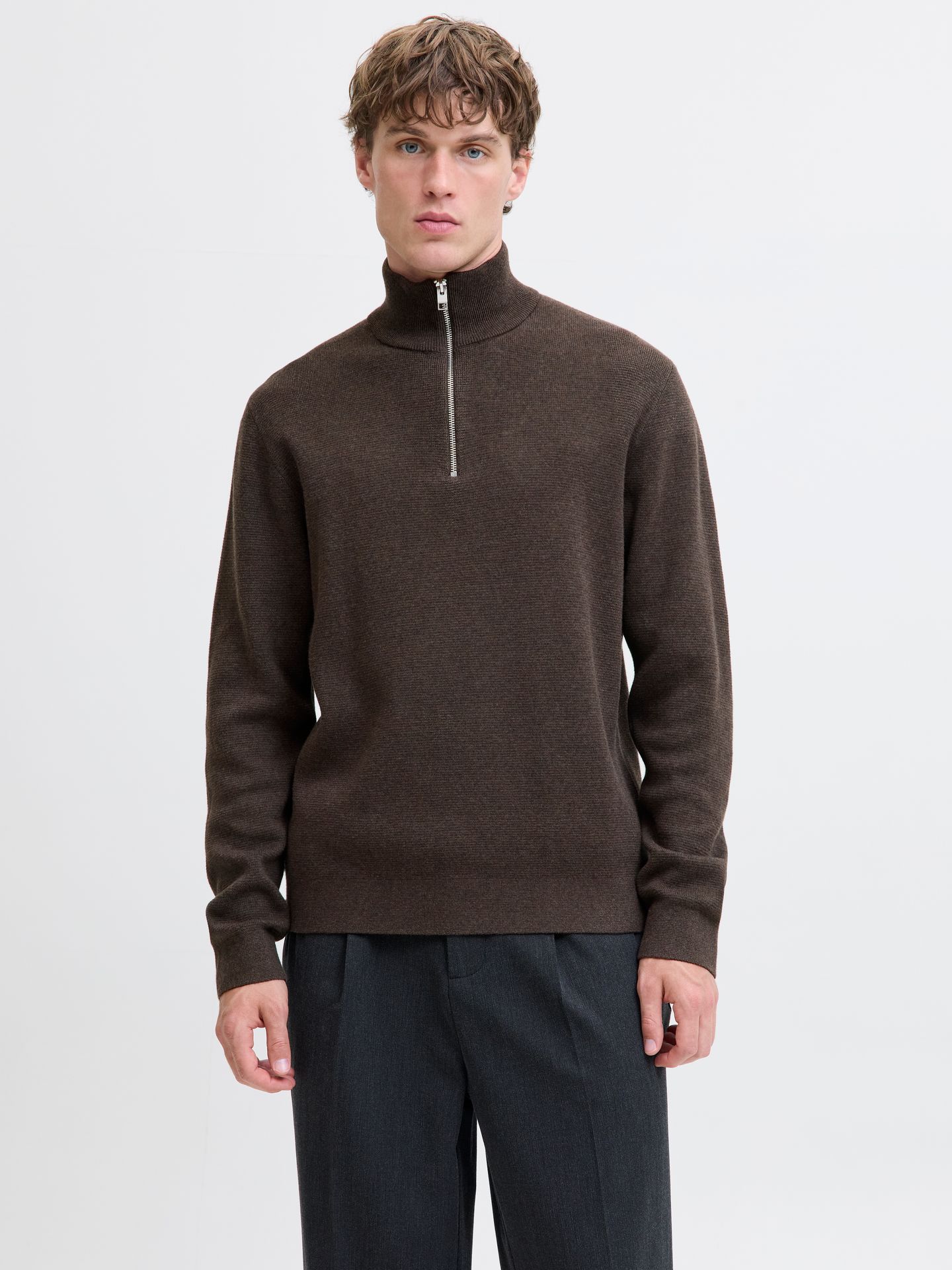 Jack & Jones JPRBLAMILANO STITCH KNIT HALF ZIP S Delicioso/Melange 2900169630026