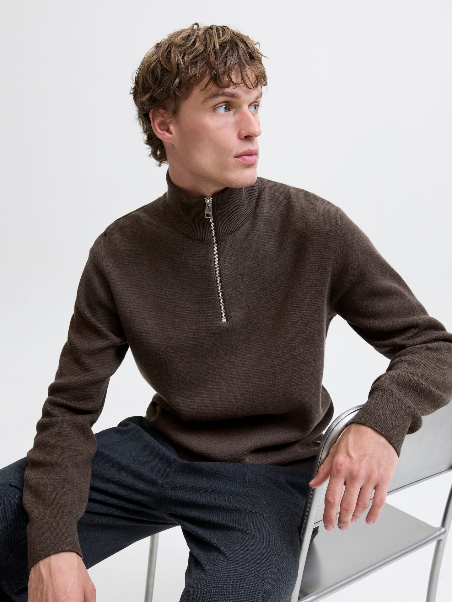 Jack & Jones JPRBLAMILANO STITCH KNIT HALF ZIP S Delicioso/Melange 2900169630026