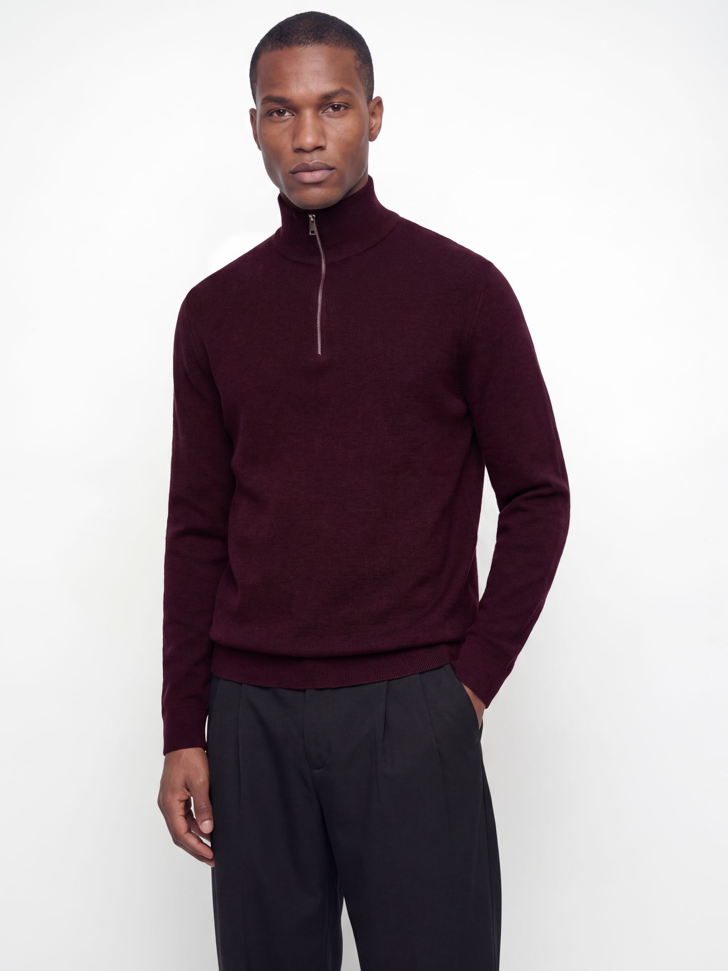 Jack & Jones JPRBLAMILANO STITCH KNIT HALF ZIP S Bitter Chocolate/Melange 2900169627040