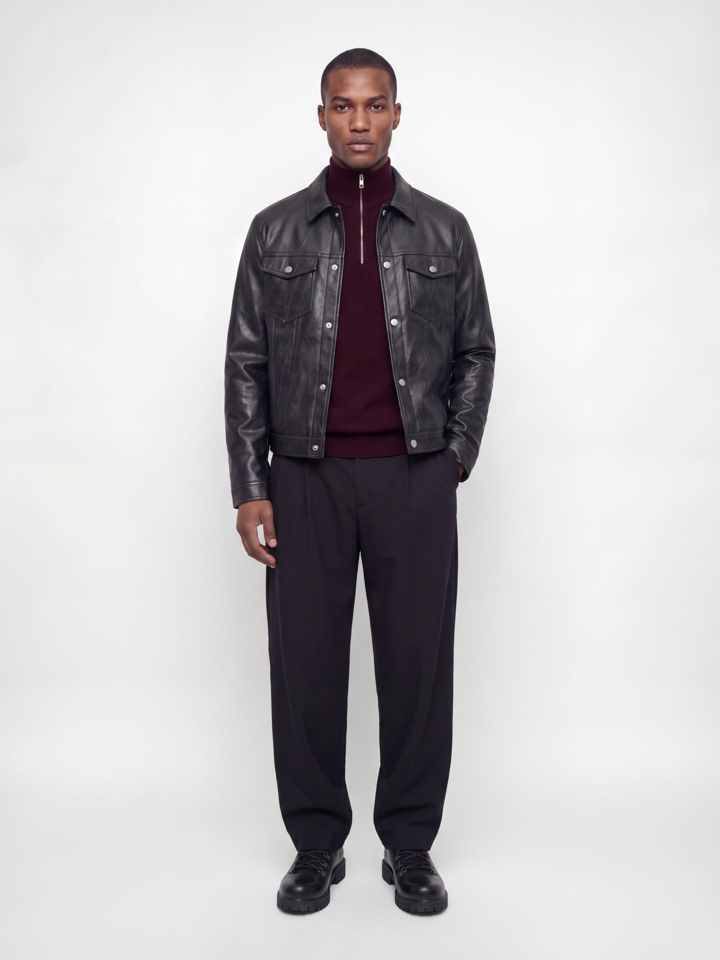 Jack & Jones JPRBLAMILANO STITCH KNIT HALF ZIP S Bitter Chocolate/Melange 2900169627040