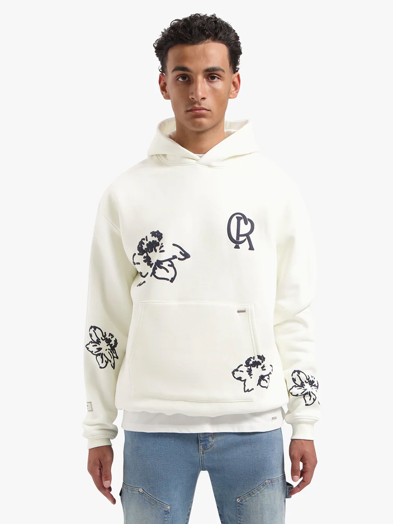 Croyez Initial flower hoodie Cream 2900150440030