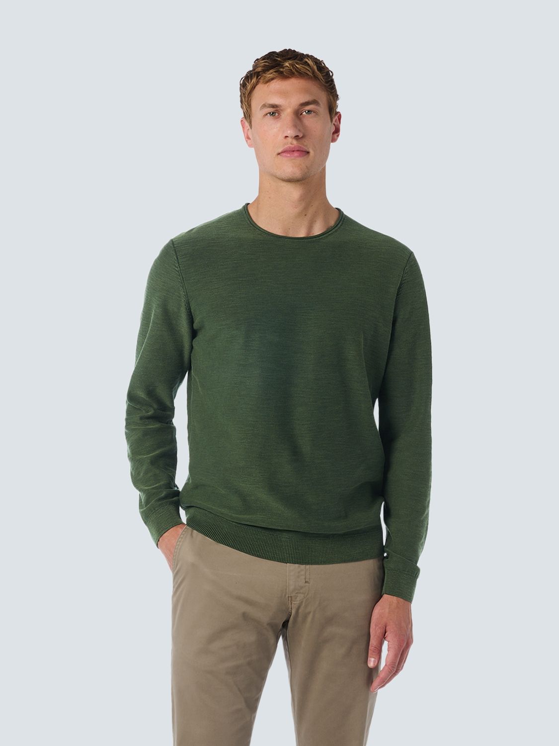 No Excess Pullover Crewneck Garment Dyed + Stone Washed 052 dark green 00110105-EKA14000100000082