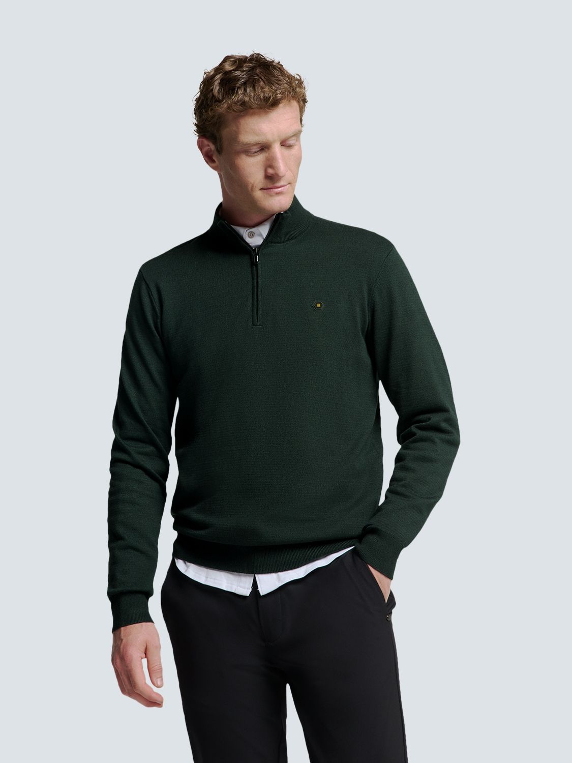 No Excess Pullover Half Zip 2 Coloured Melange 052 dark green 00110107-EKA14000100000082