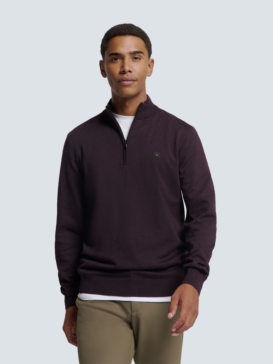 No Excess Pullover Half Zip 2 Coloured Melange 083 aubergine 00110107-EKA14000100000083