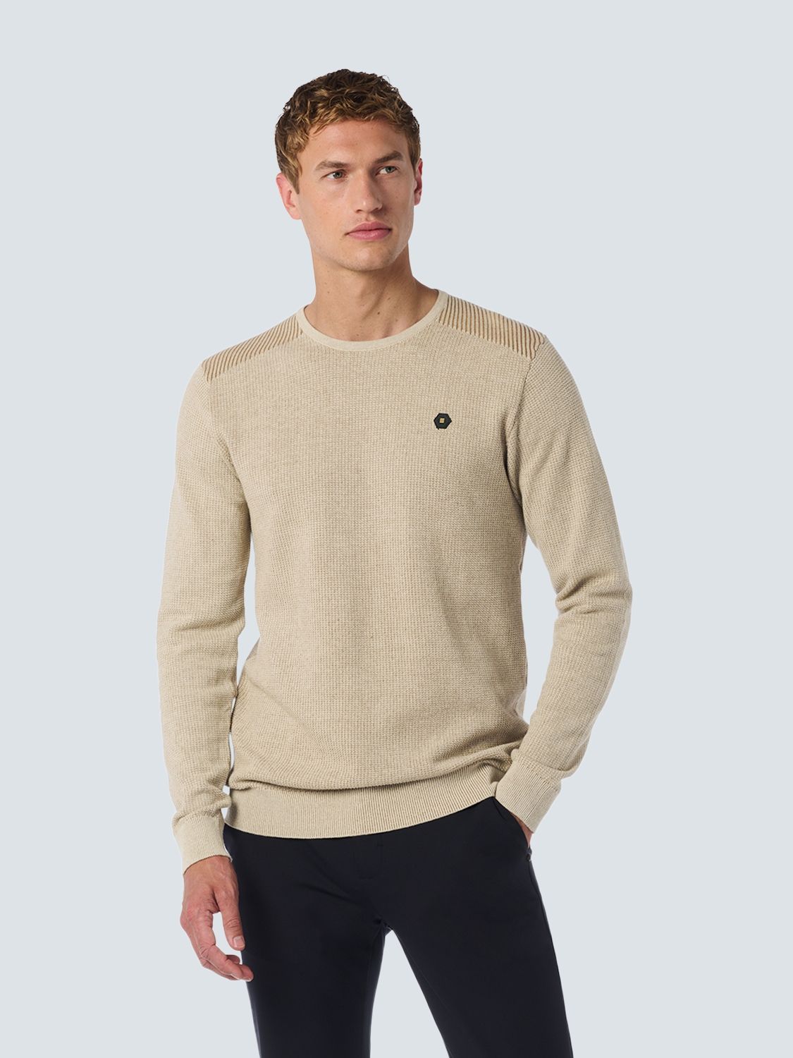 No Excess Pullover Crewneck 2 Coloured Jacquard 122 cement 00110108-EKA14000100000074