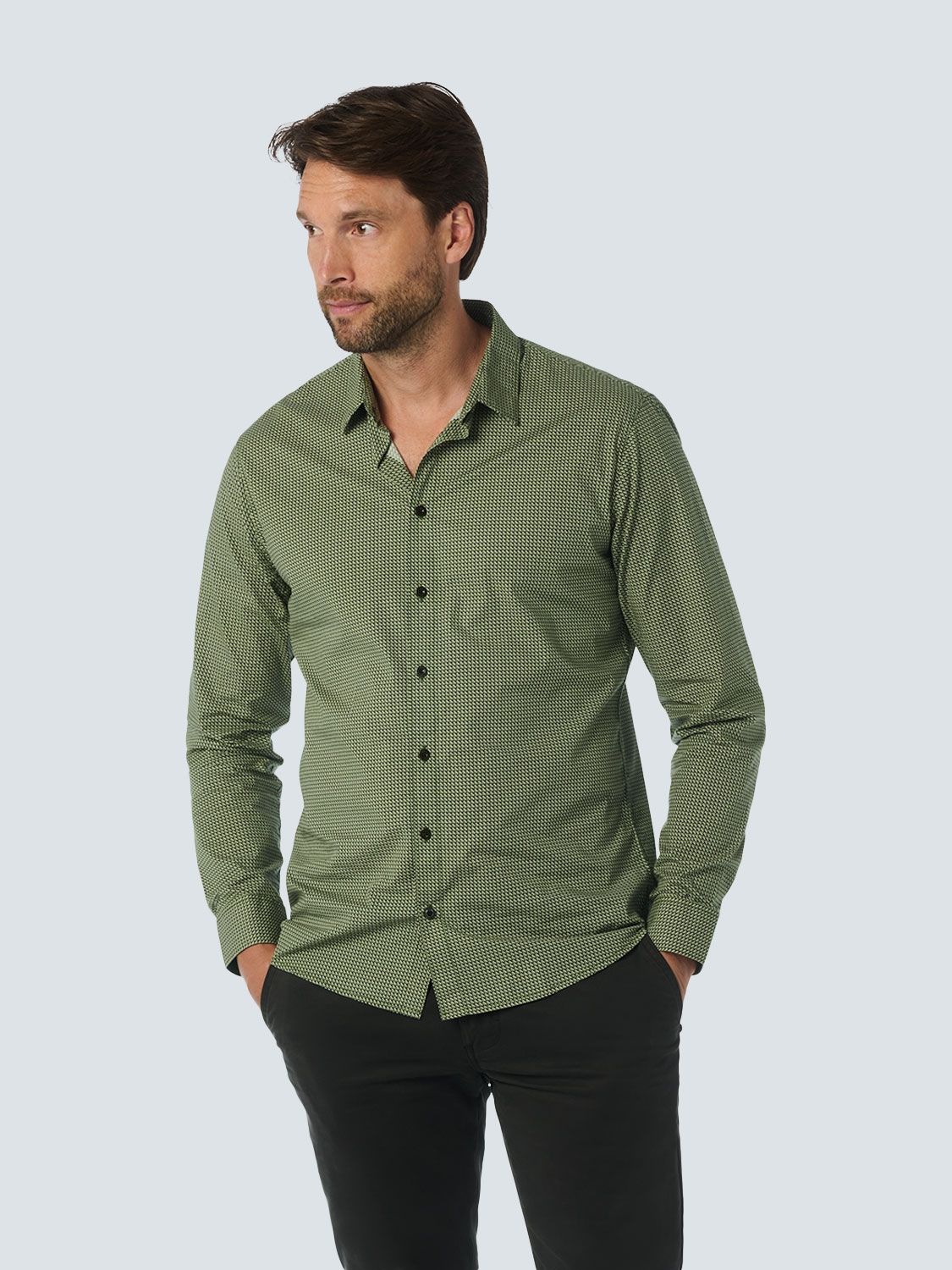 No Excess Shirt Stretch Allover Printed 052 dark green 00110115-EKA14000100000082