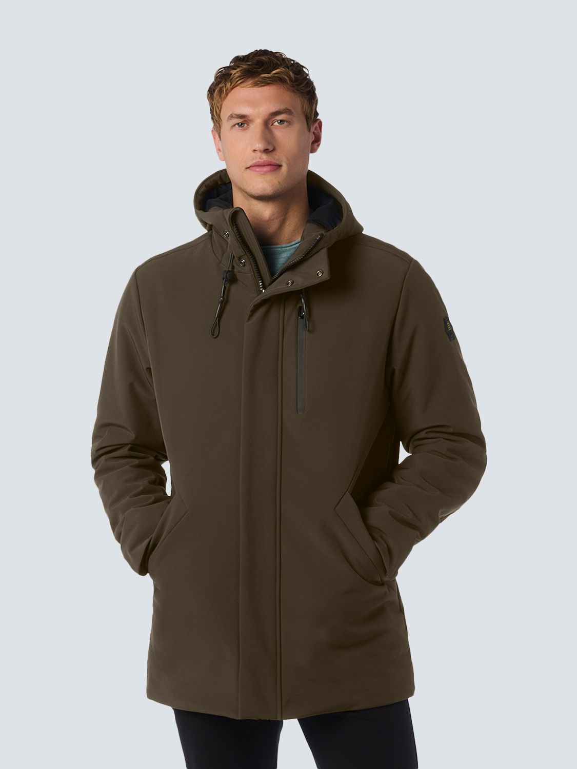 No Excess Jacket Medium Long Fit Hooded Softshell Stretch 196 coffee 00110118-EKA14000100000086