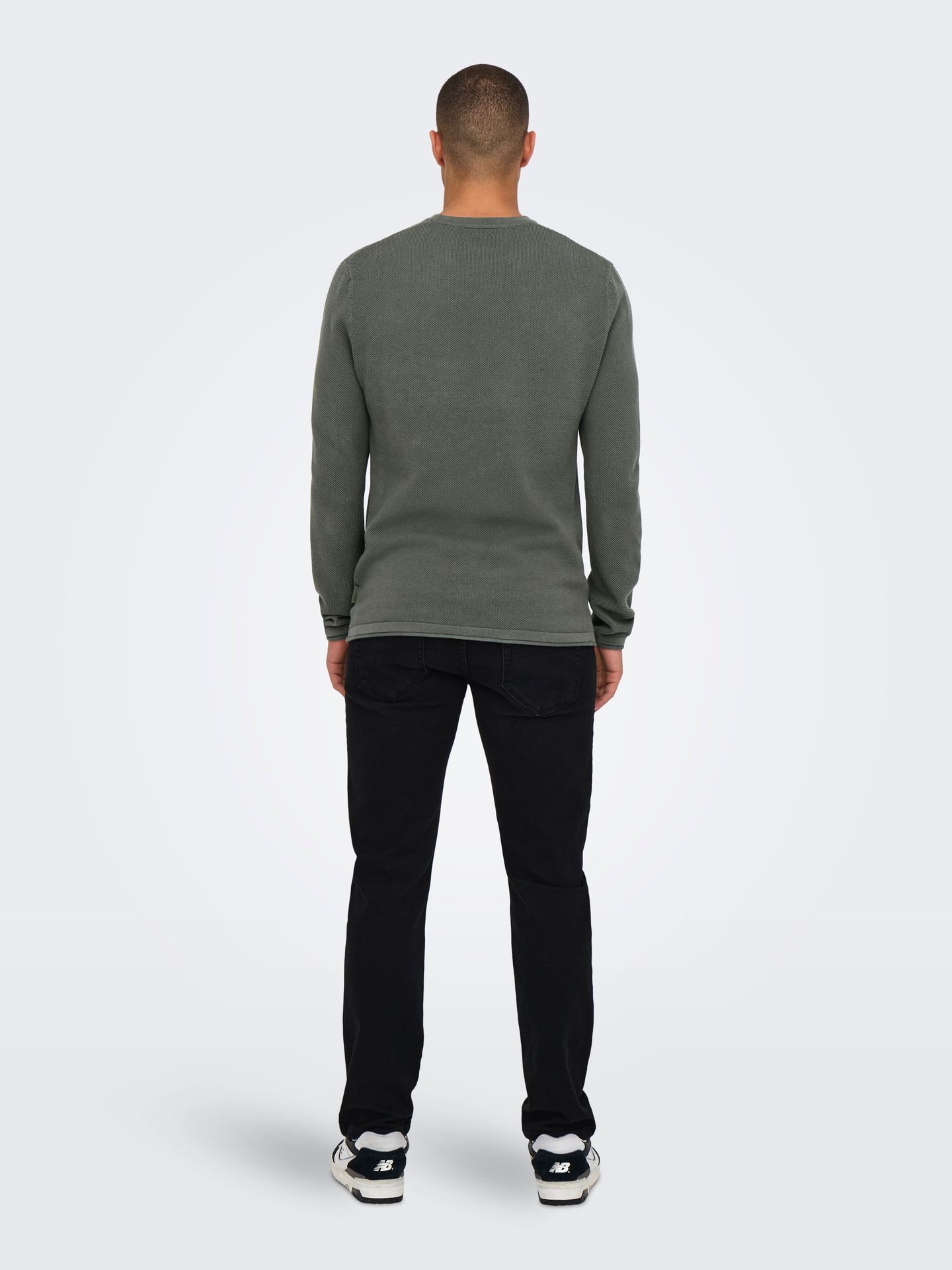 Only & Sons ONSFELIX REG 12 CREW KNIT NOOS Castor Gray/BLACK 2900171705026