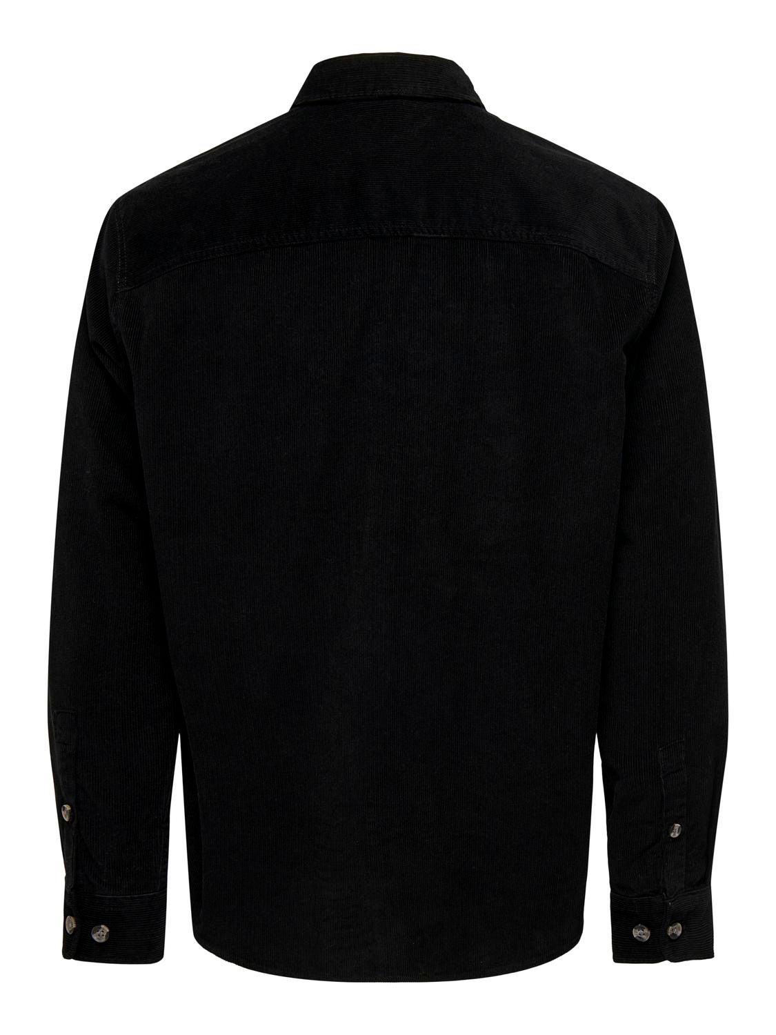 Only & Sons ONSALP RLX 2PKT WASHD CORD LS SHIRT Black 2900150544042