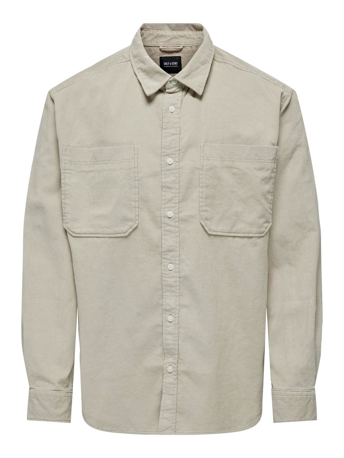 Only & Sons ONSALP RLX 2PKT WASHD CORD LS SHIRT Silver Lining 2900150817030