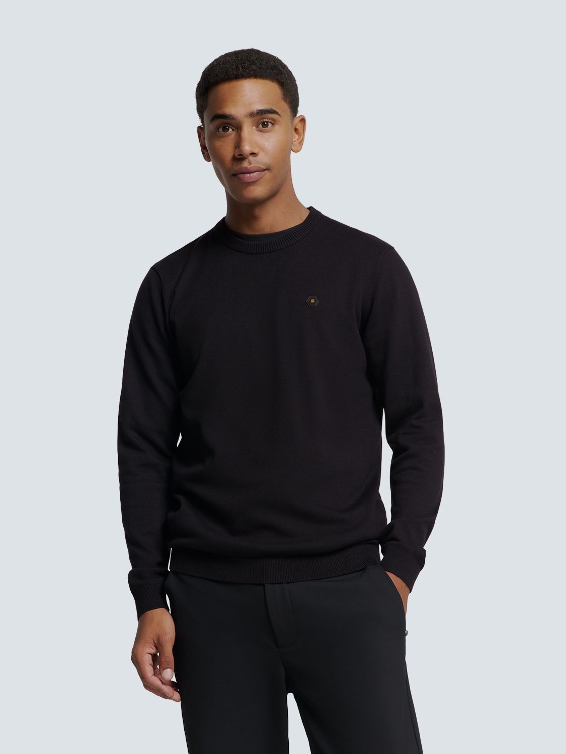 No Excess Pullover Crewneck 2 Coloured Melange 020 black 00110182-EKA14000100000066