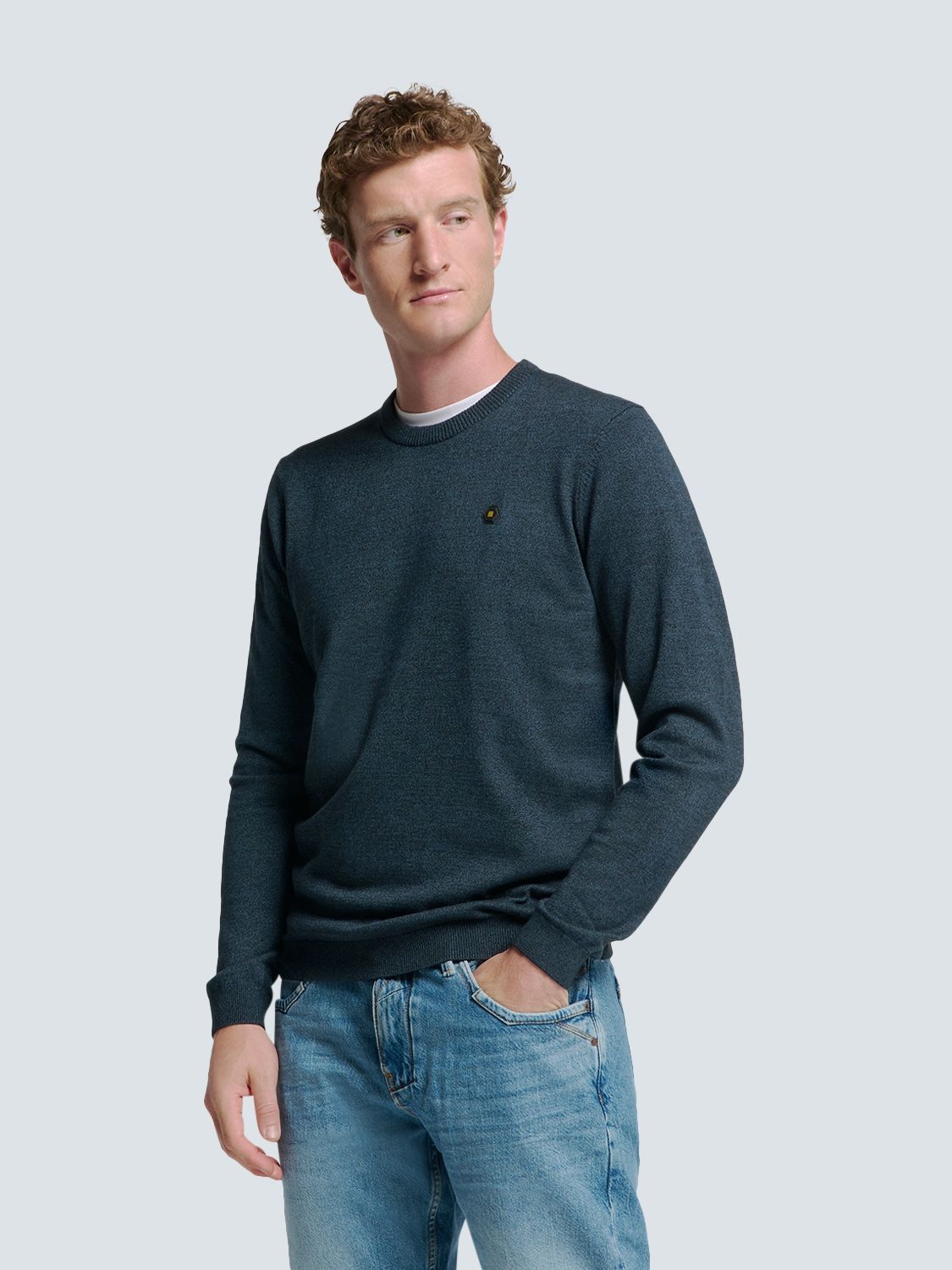 No Excess Pullover Crewneck 2 Coloured Melange 037 navy 00110182-EKA14000100000088