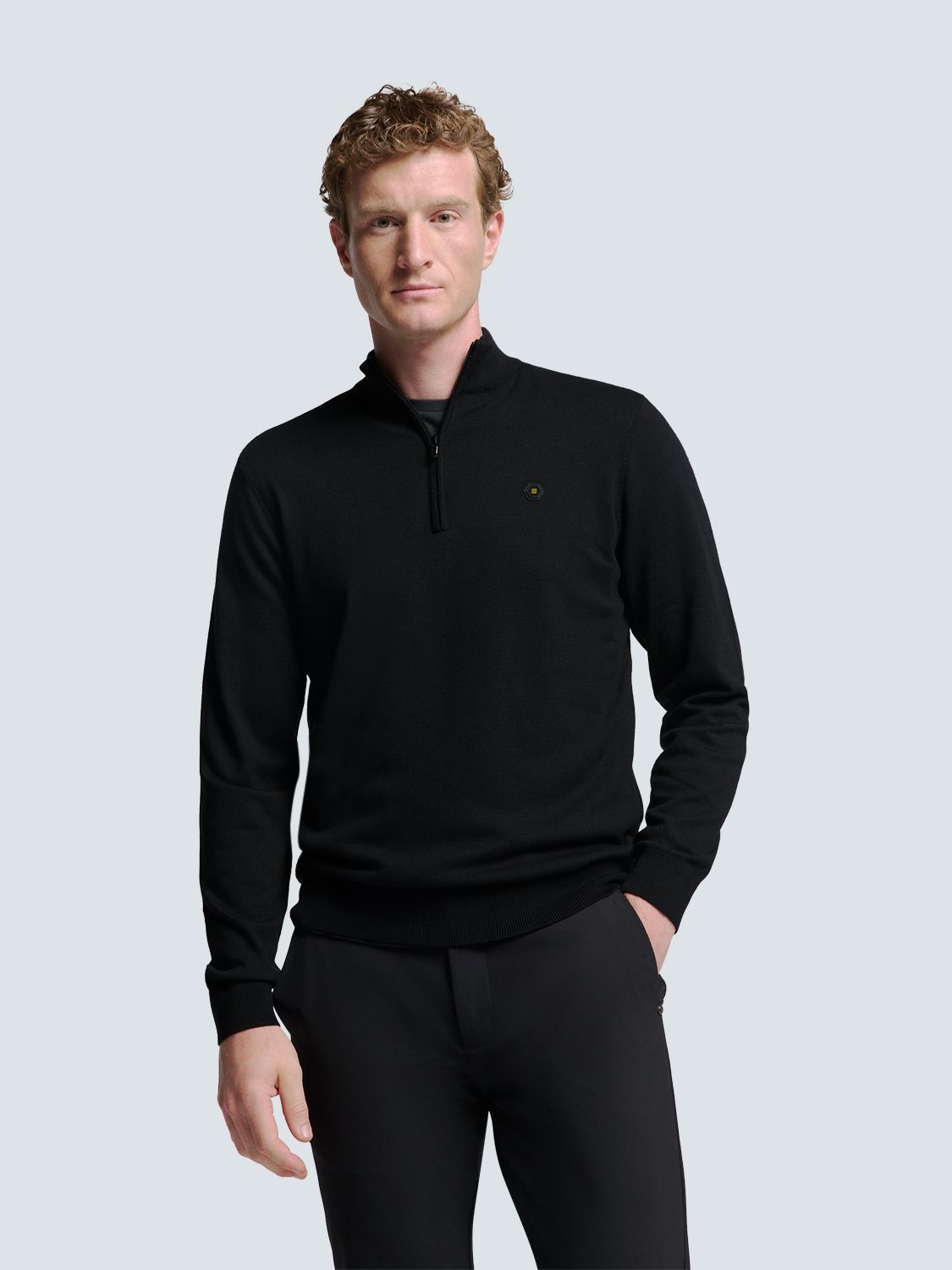 Pullover Half Zip 2 Coloured Melange