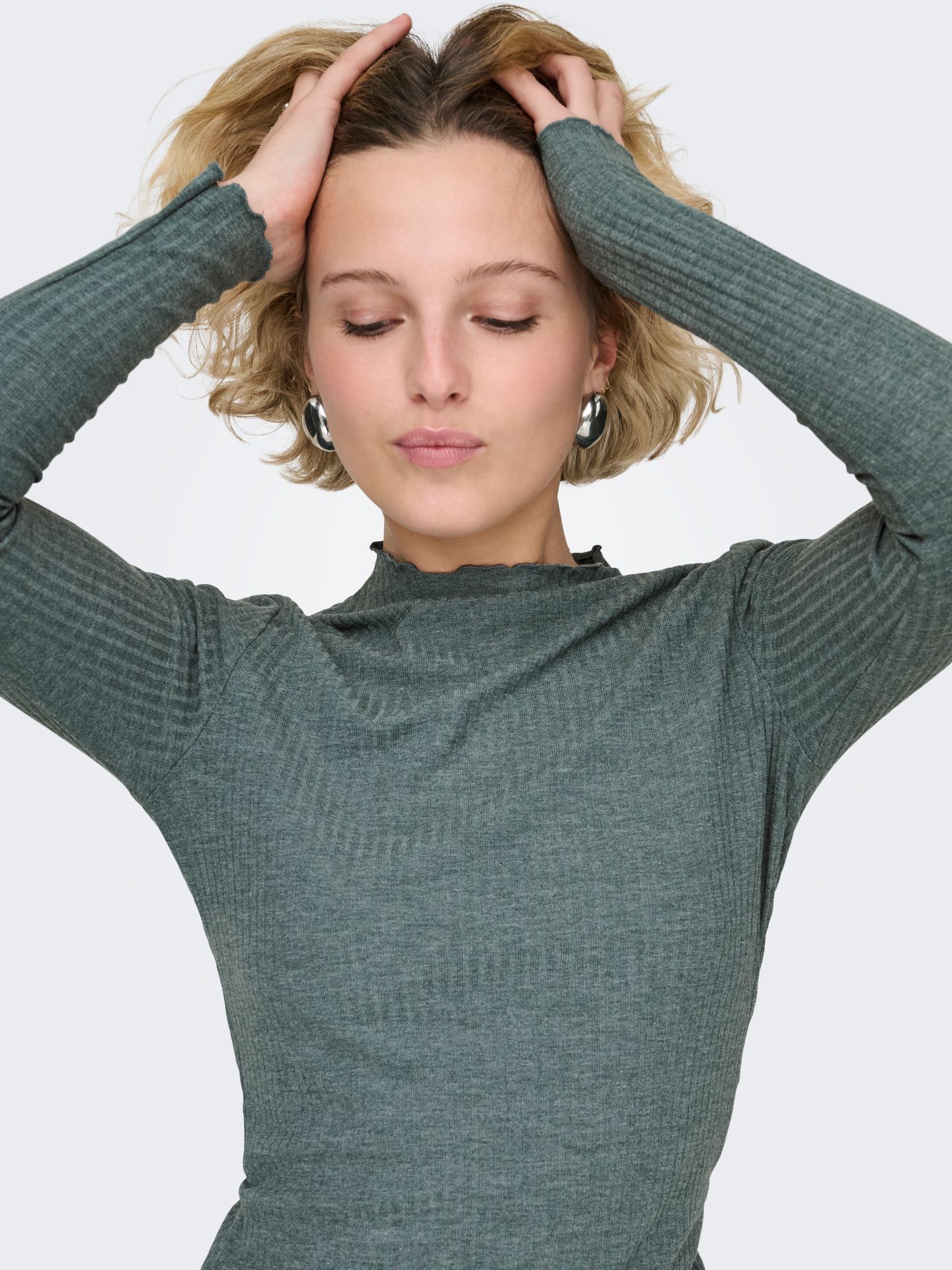 Only ONLEMMA L/S HIGH NECK TOP NOOS JRS Balsam Green/MELANGE 2900150586011