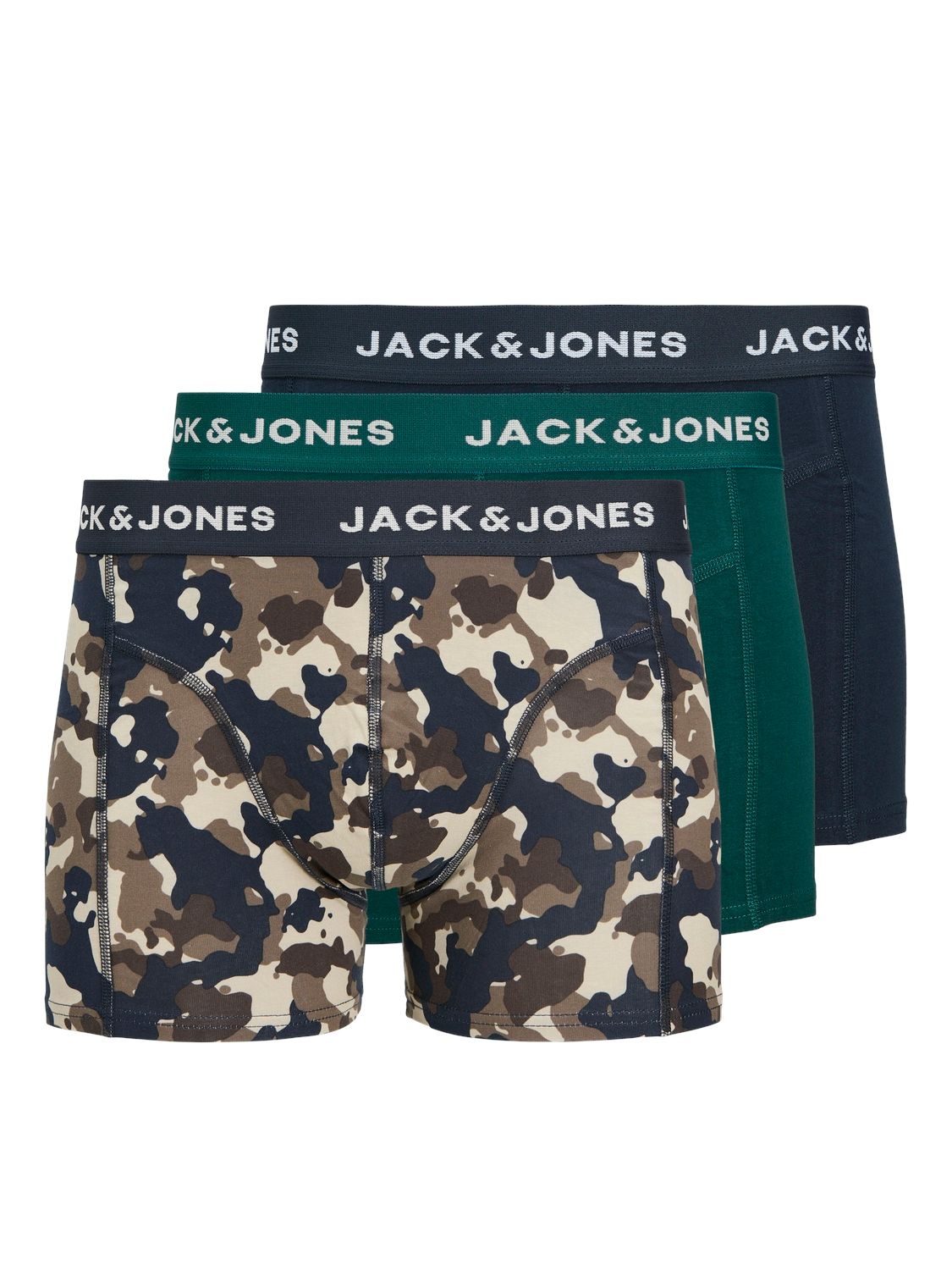 Jack & Jones JACCAMOFLAGE TRUNKS 3 PACK Navy Blazer/Navy Blazer - Deep Teal 00110186-EKA26011400000046