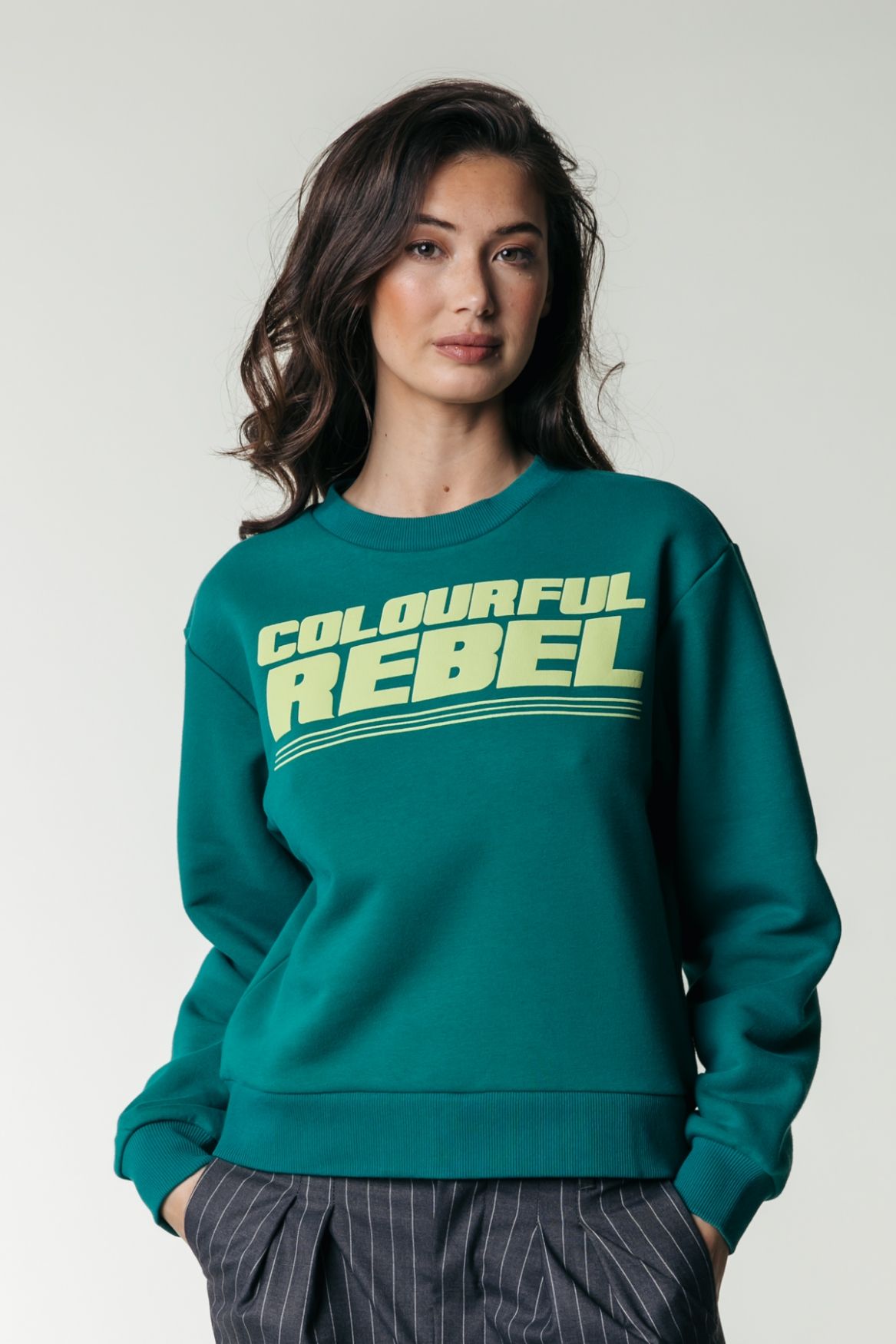 Colourful Rebel Big Puff Logo Relaxed Sweat 430 shady green 00110201-EKA26011600000046