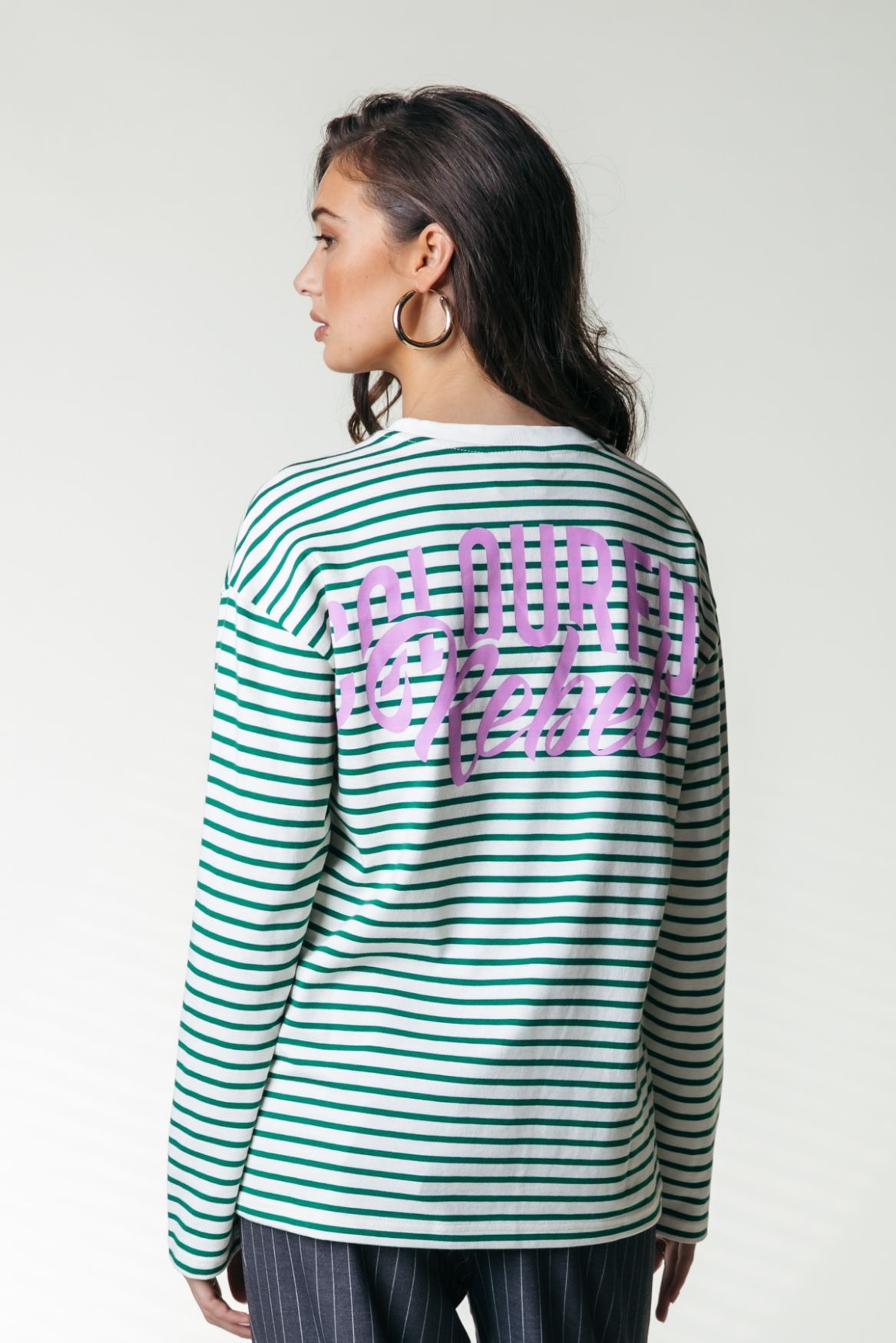 Colourful Rebel Big Back Logo Stripe Longsleeve Tee 112 off white 2900150609031