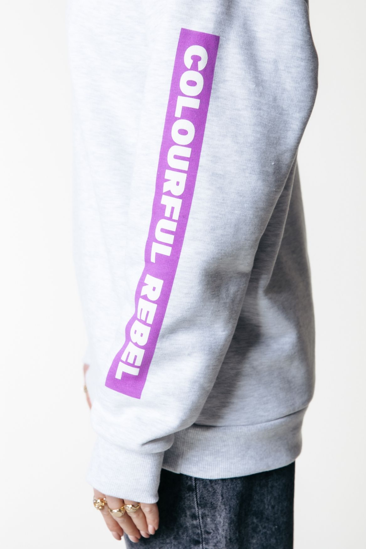 Colourful Rebel Sleeve Logo Clean Hoodie 213 light grey melange 2900150611034