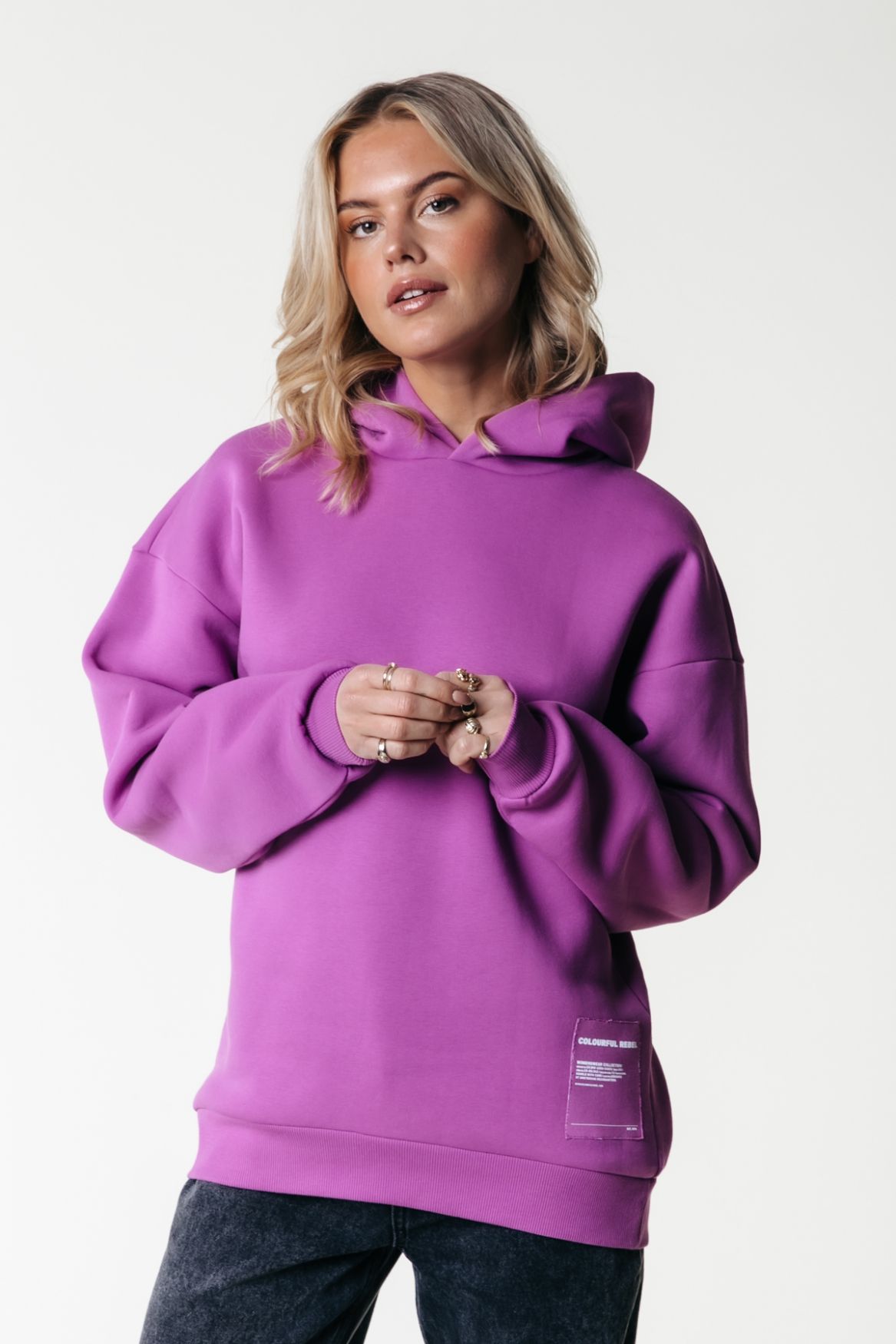 Colourful Rebel Label Clean Hoodie 646 violet pink 00110205-EKA26011600000047