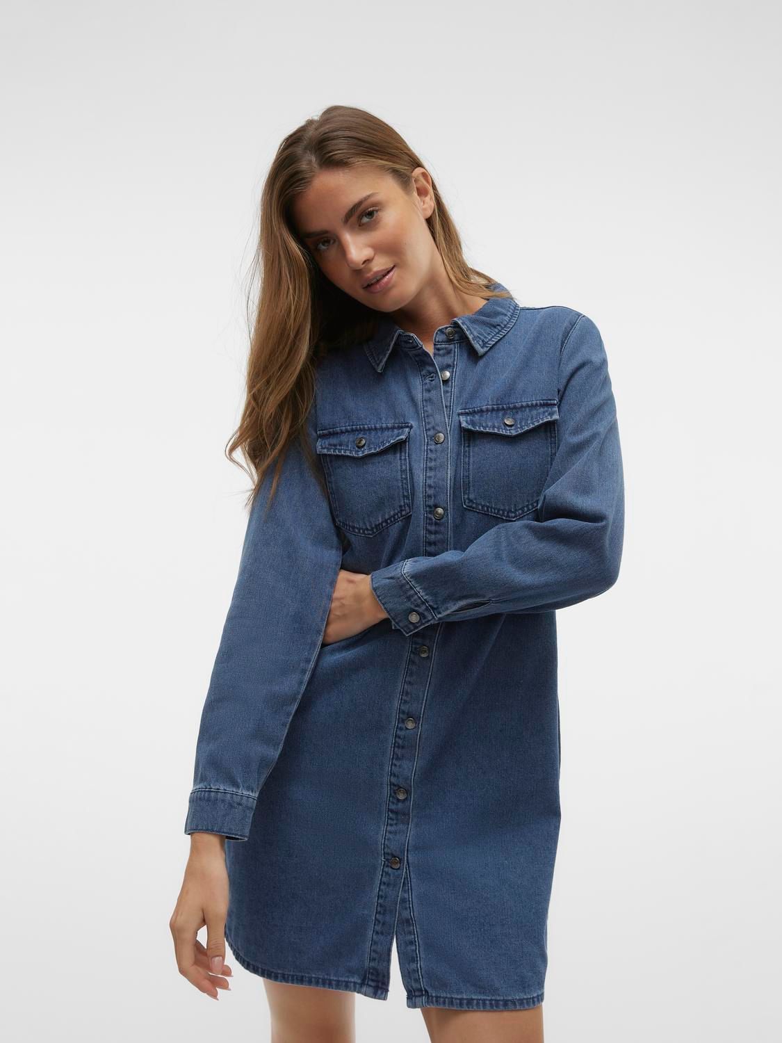 Vero Moda VMJENNIE LS SHORT DENIM DRESS GA NO Medium Blue Denim 2900151156039 Vero Moda VMJENNIE LS SHORT DENIM DRESS GA NO Medium Blue Denim 2900151156039