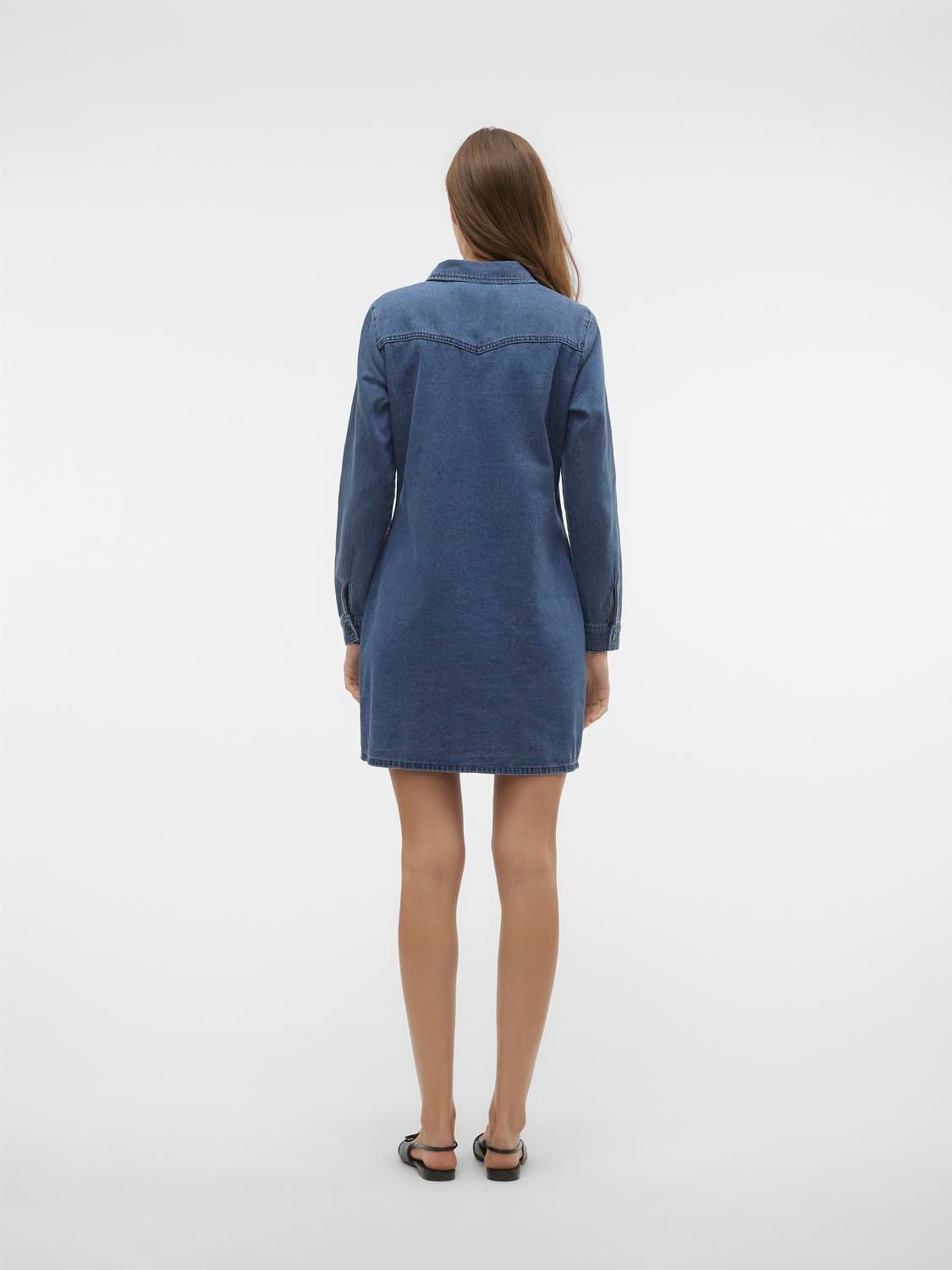 Vero Moda VMJENNIE LS SHORT DENIM DRESS GA NO Medium Blue Denim 2900151156039 Vero Moda VMJENNIE LS SHORT DENIM DRESS GA NO Medium Blue Denim 2900151156039