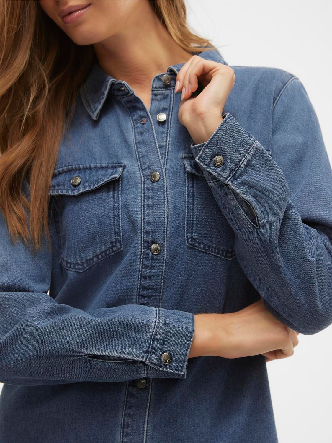 Vero Moda VMJENNIE LS SHORT DENIM DRESS GA NO Medium Blue Denim 2900151156039 Vero Moda VMJENNIE LS SHORT DENIM DRESS GA NO Medium Blue Denim 2900151156039