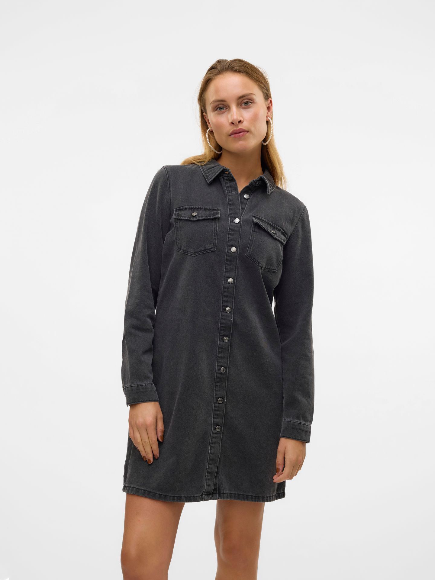 Vero Moda VMJENNIE LS SHORT DENIM DRESS GA NO Black Denim 00110209-EKA26011400000956