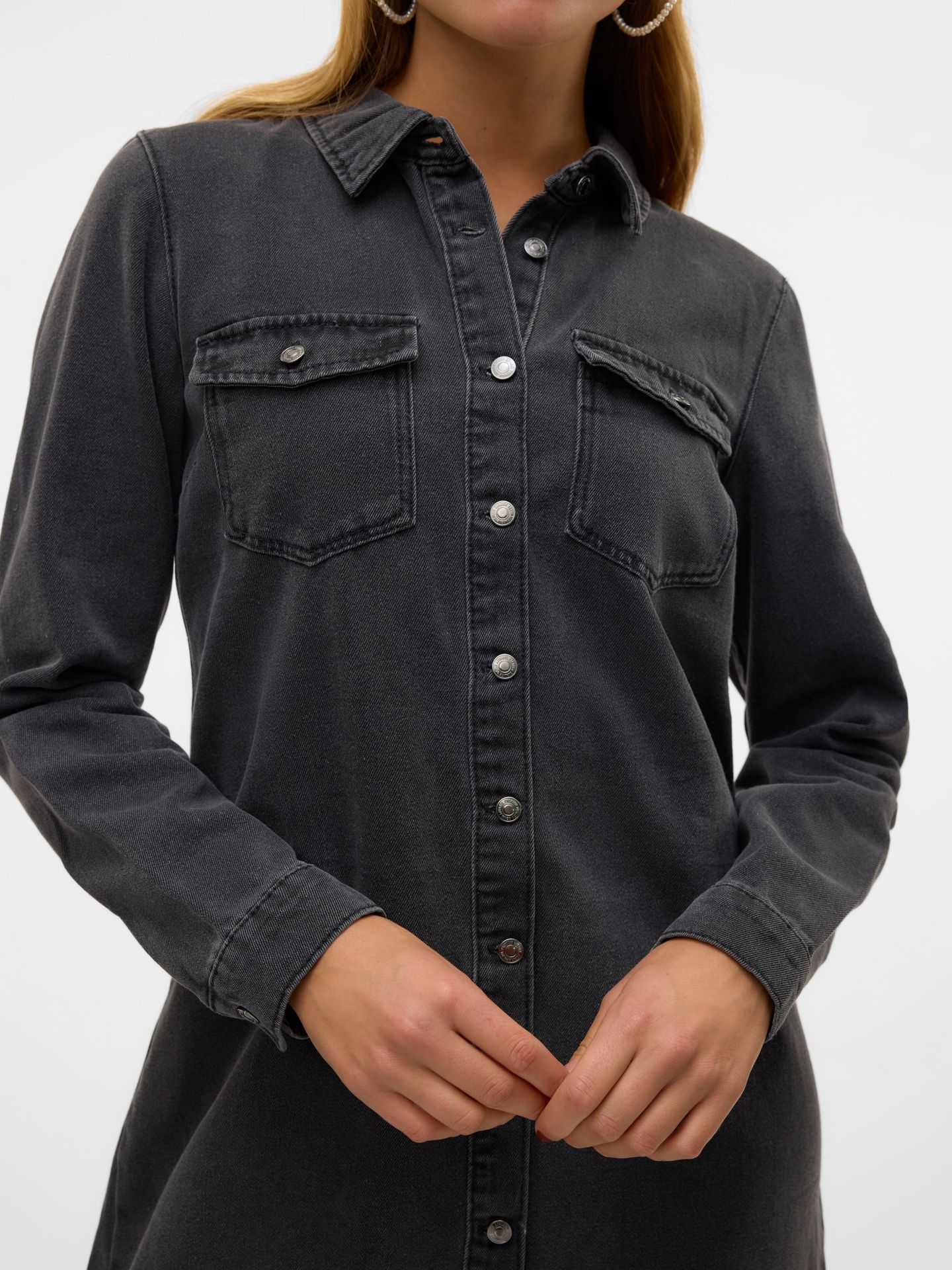 Vero Moda VMJENNIE LS SHORT DENIM DRESS GA NO Black Denim 2900158790021