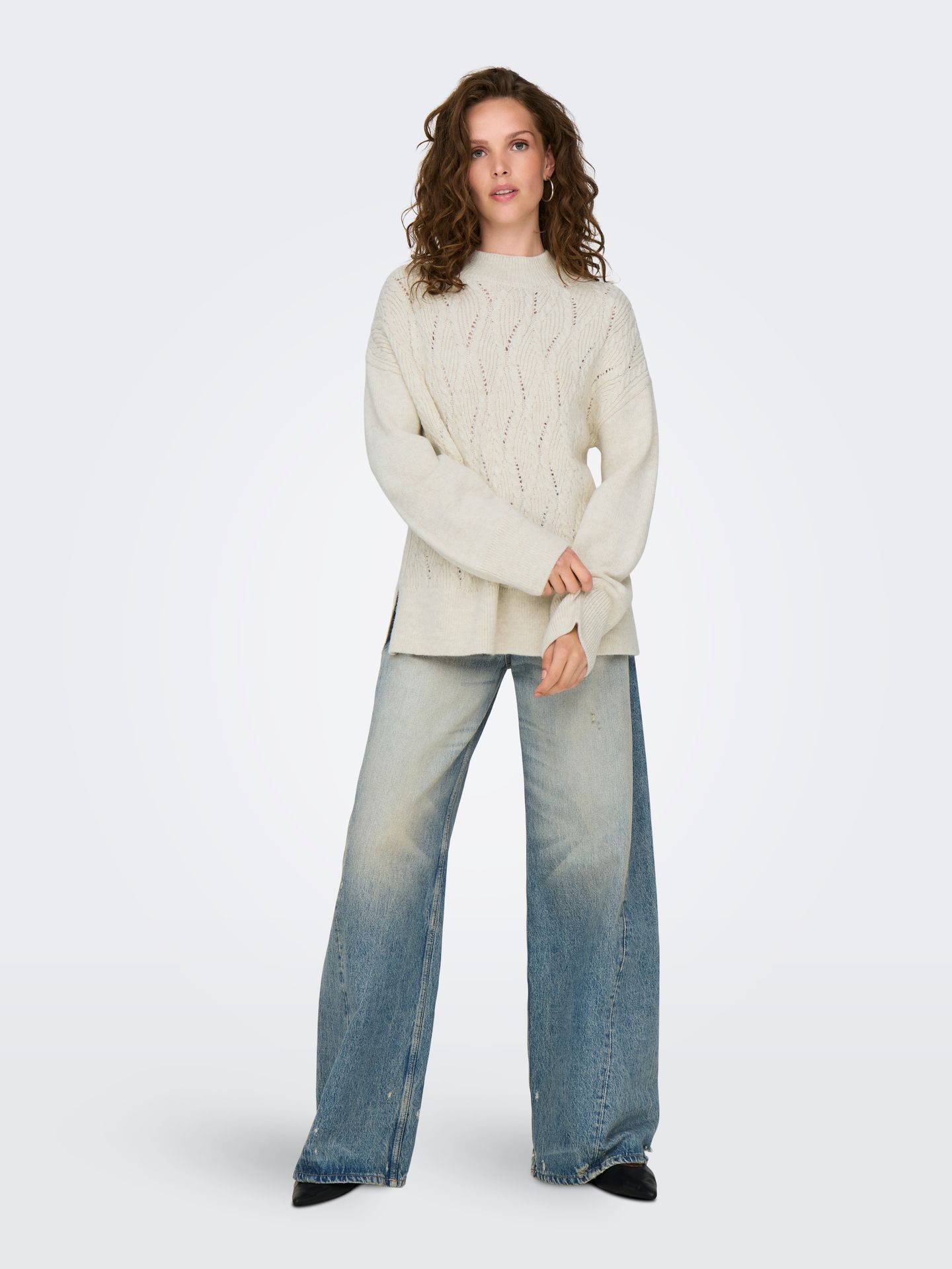 Only ONLLEISE FREYA LS HIGH NECK KNT Whitecap Gray 2900150639045