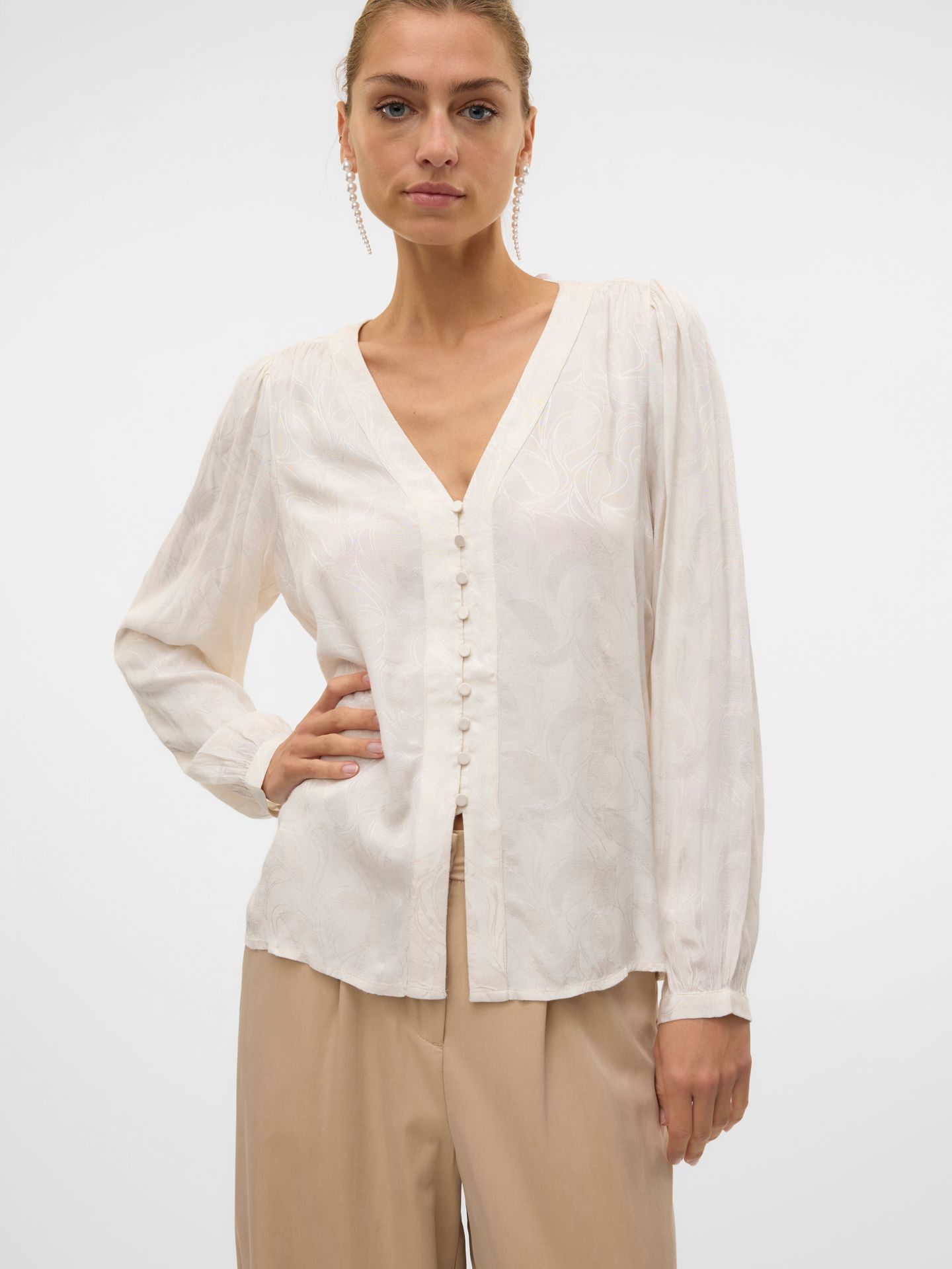 Vero Moda VMMOLA L/S SHIRT WVN BTQ Birch 2900150647026