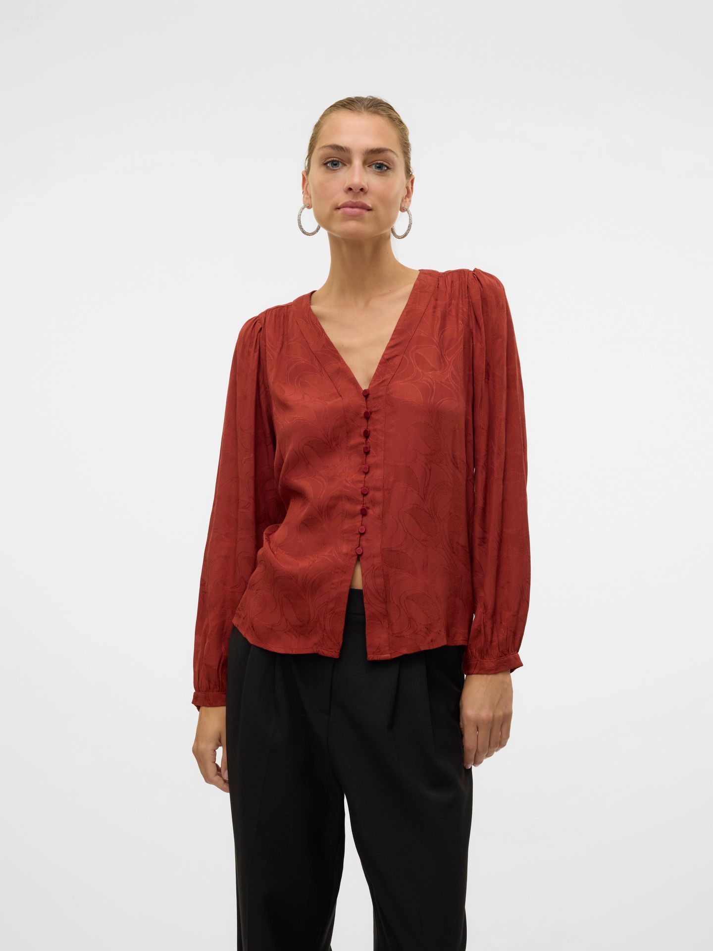 Vero Moda VMMOLA L/S SHIRT WVN BTQ Fired Brick 2900150648023