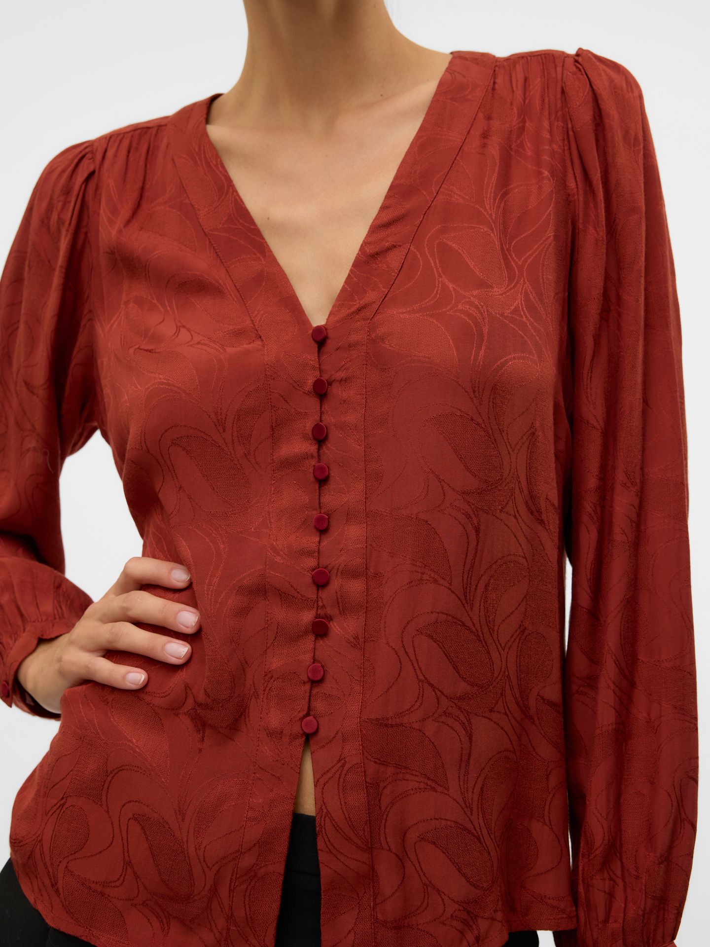 Vero Moda VMMOLA L/S SHIRT WVN BTQ Fired Brick 2900150648023