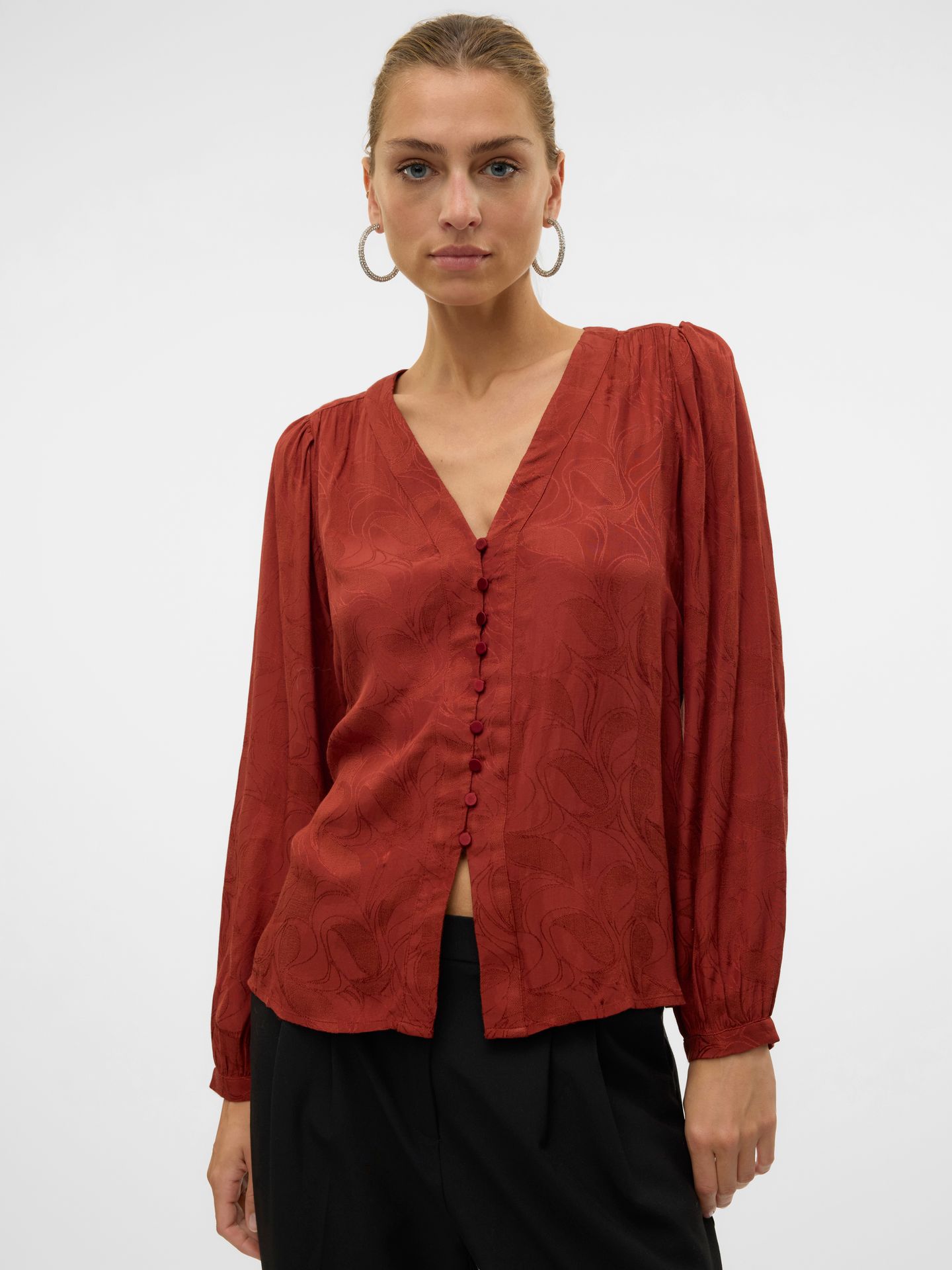 Vero Moda VMMOLA L/S SHIRT WVN BTQ Fired Brick 2900150648023