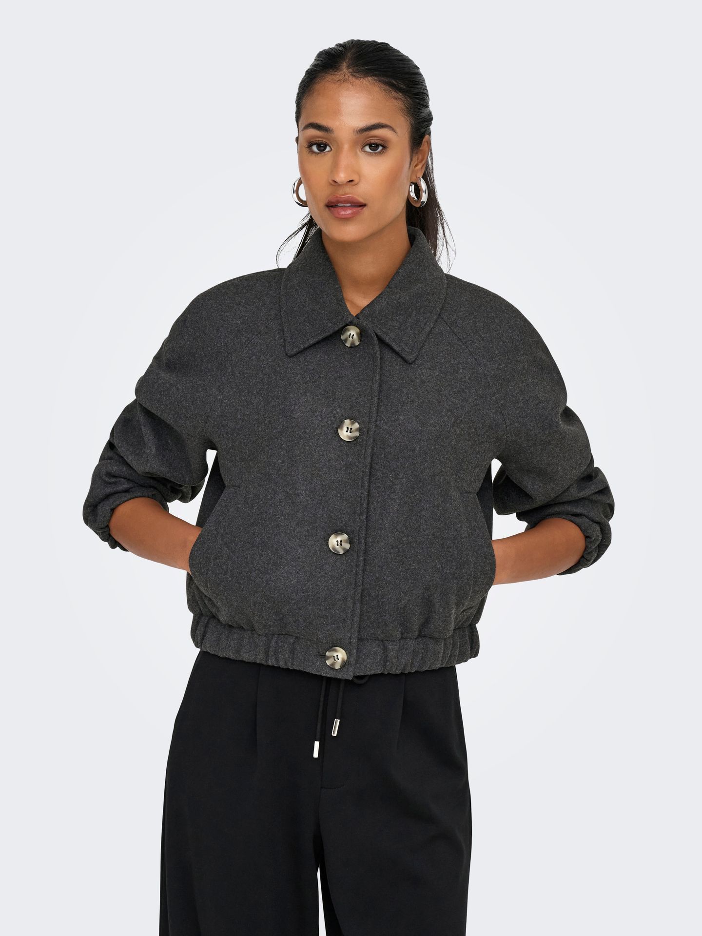 Only ONLNANCY LIFE COLLAR JACKET CC OTW Dark Grey Melange 2900158351017 Only ONLNANCY LIFE COLLAR JACKET CC OTW Dark Grey Melange 2900158351017
